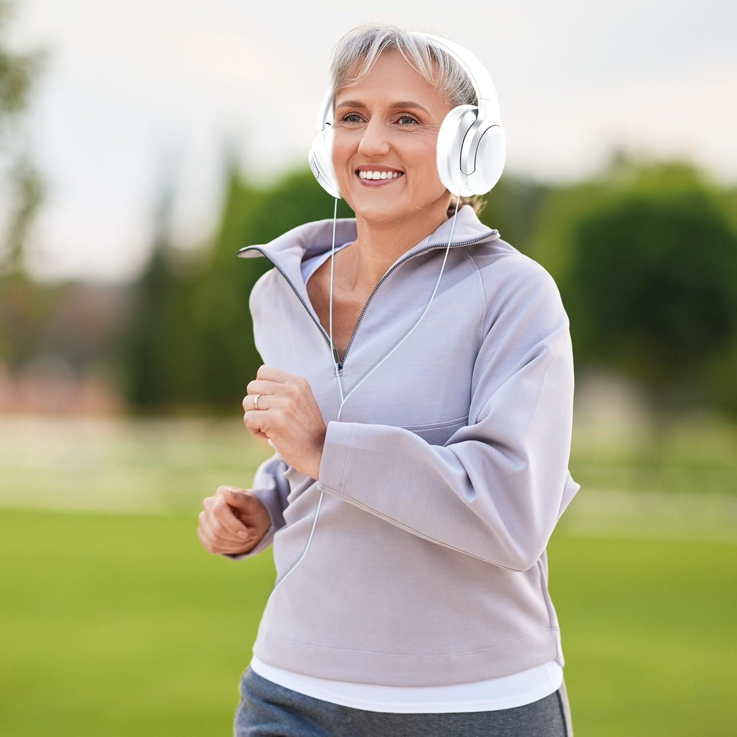 Laser Bluetooth Headphones with Active Noise Cancelling, 20-Hr Playtime, Wireless Travel Headphones, Built-In Microphone for Music and Calls, Works with Iphone, Samsung, Ipad, Tablets, Macbook - White image number 4