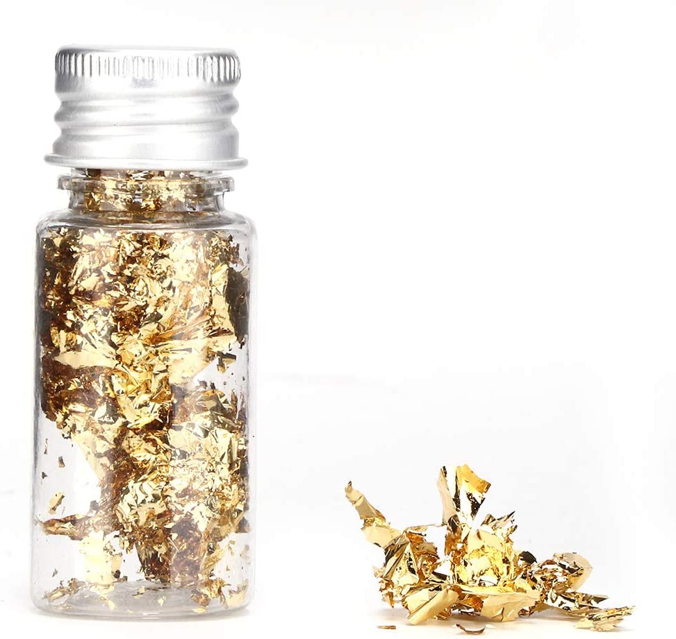 Gold Leaf Flakes, 10G Edible Gold Leaf Gold Foil Decor, Gold Foil Flakes, Decorative Gold Foil Paper for Food Dessert Decoration, Jewelry Making, DIY Crafts image number 5