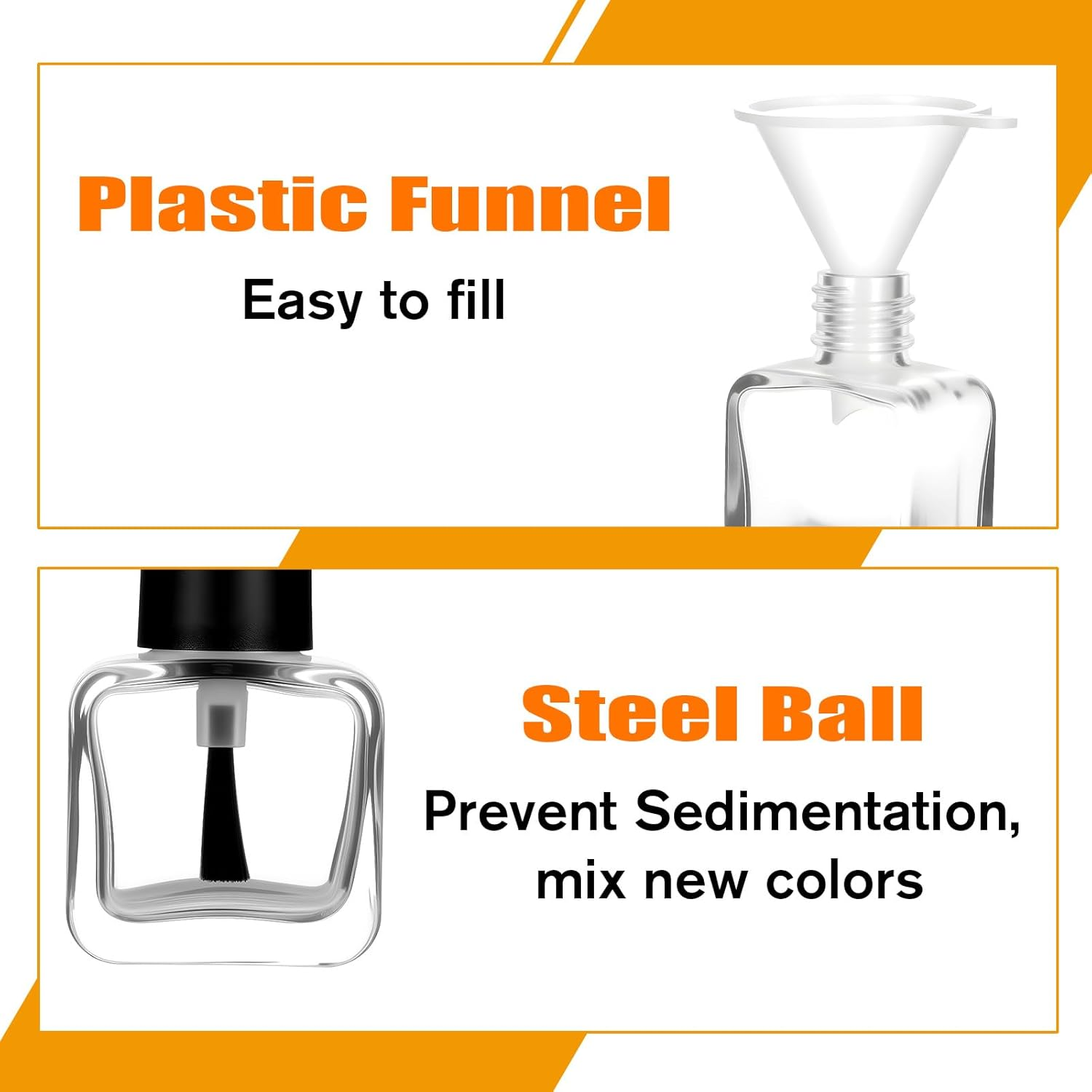 Alrhso 4Pcs Empty Nail Polish Bottles with Brush 5ML Small Glass Gel Polish Bottles Nail Refill Bottle Clear Nails Bottle with Applicator for Liquid Fingernail image number 2