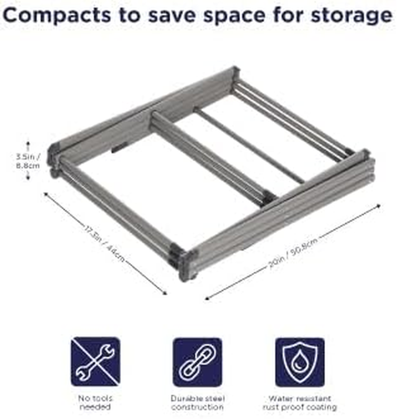 Pre-Assembled Clothes Drying Rack, XICEN Retractable Clothes Rack, Space-Saving Laundry Rack, Expandable Laundry Drying Rack, Towel Rack for Indoor and Outdoor Use (Grey) image number 1