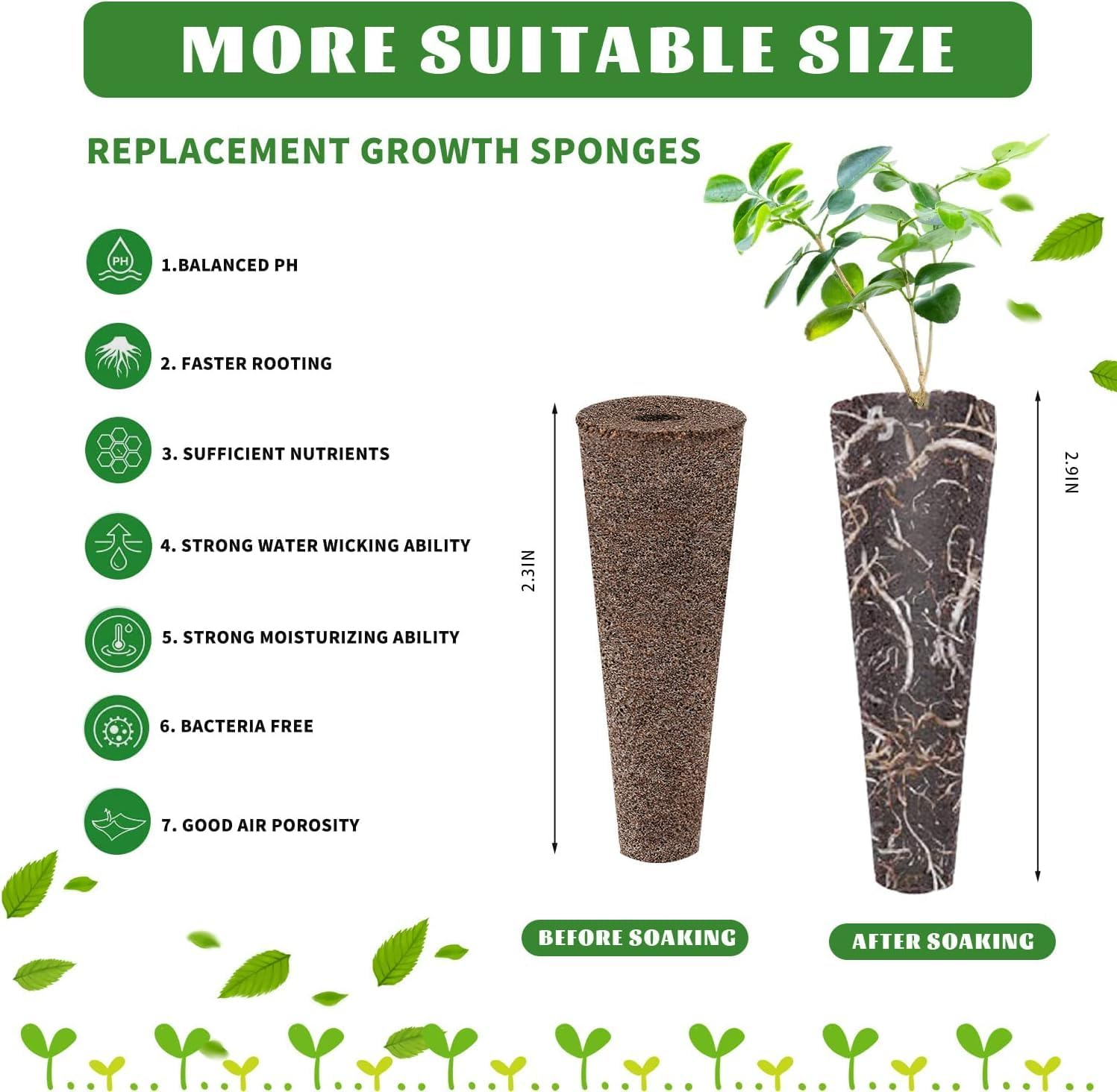 70 Pcs Seed Pods, Alternative Grow Sponges for Hydroponics, Hydroponic Sponges Kit for Indoor Garden System(Brown)