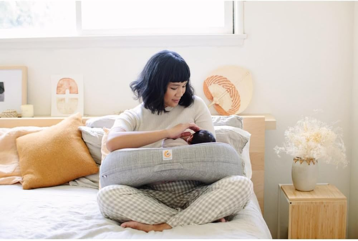 Ergobaby Natural Curve Nursing Pillow, Heathered Grey image number 2