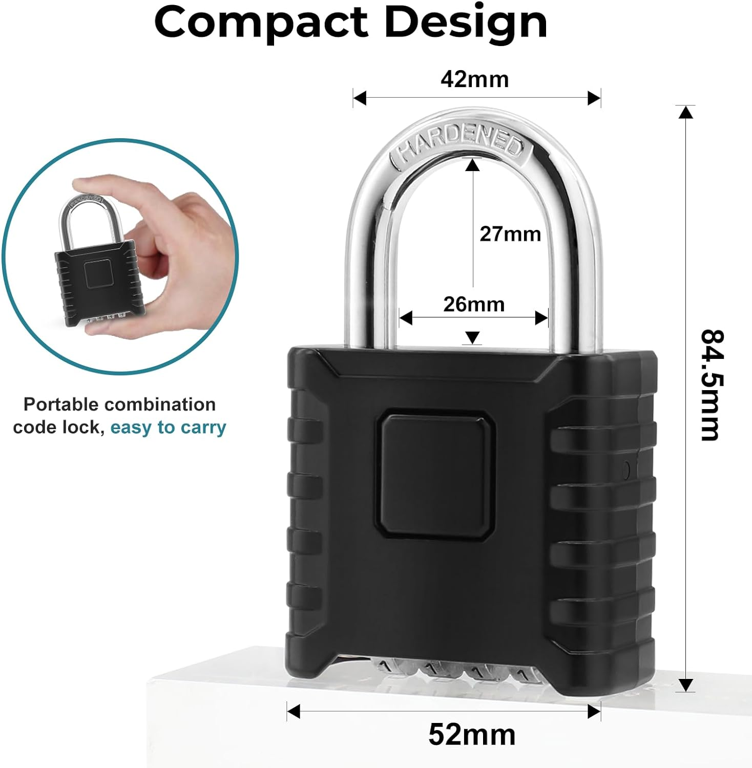 Heavy Duty Combination Padlock, 4 Digit Combination Lock Outdoor, One-Touch Unlocking, Weatherproof, Hidden Password Design for Home, School, Garage, Gate, Garden image number 1