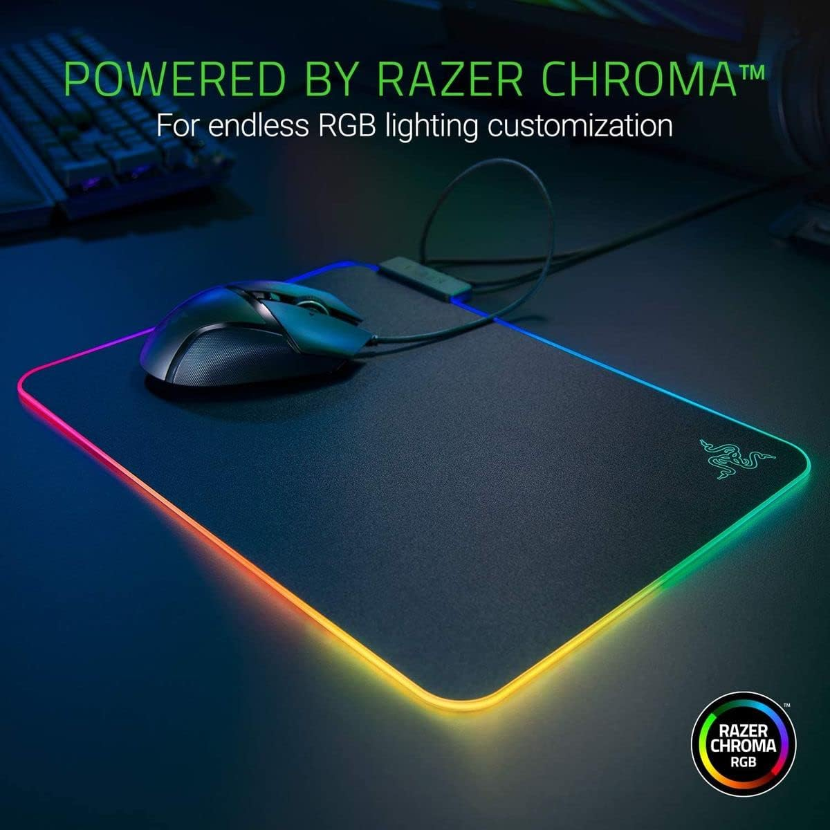 Razer Firefly Hard V2 RGB Gaming Mouse Pad: Customizable Chroma Lighting, Built-In Cable Management, Balanced Control & Speed, Non-Slip Rubber Base image number 3