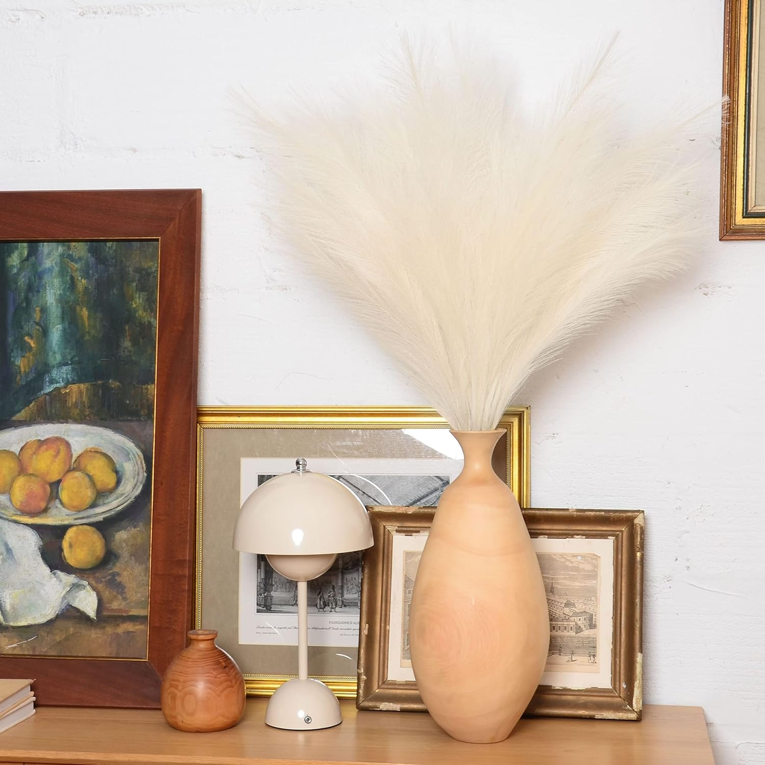 Faux Pampas Grass, 9 PCS 37''/3.1FT Tall Fluffy Fake Pompas Floral, Large Artificial Pompous Grass Branches for Floor Vase Fillers, Boho Farmhouse Room Wedding Decor image number 2