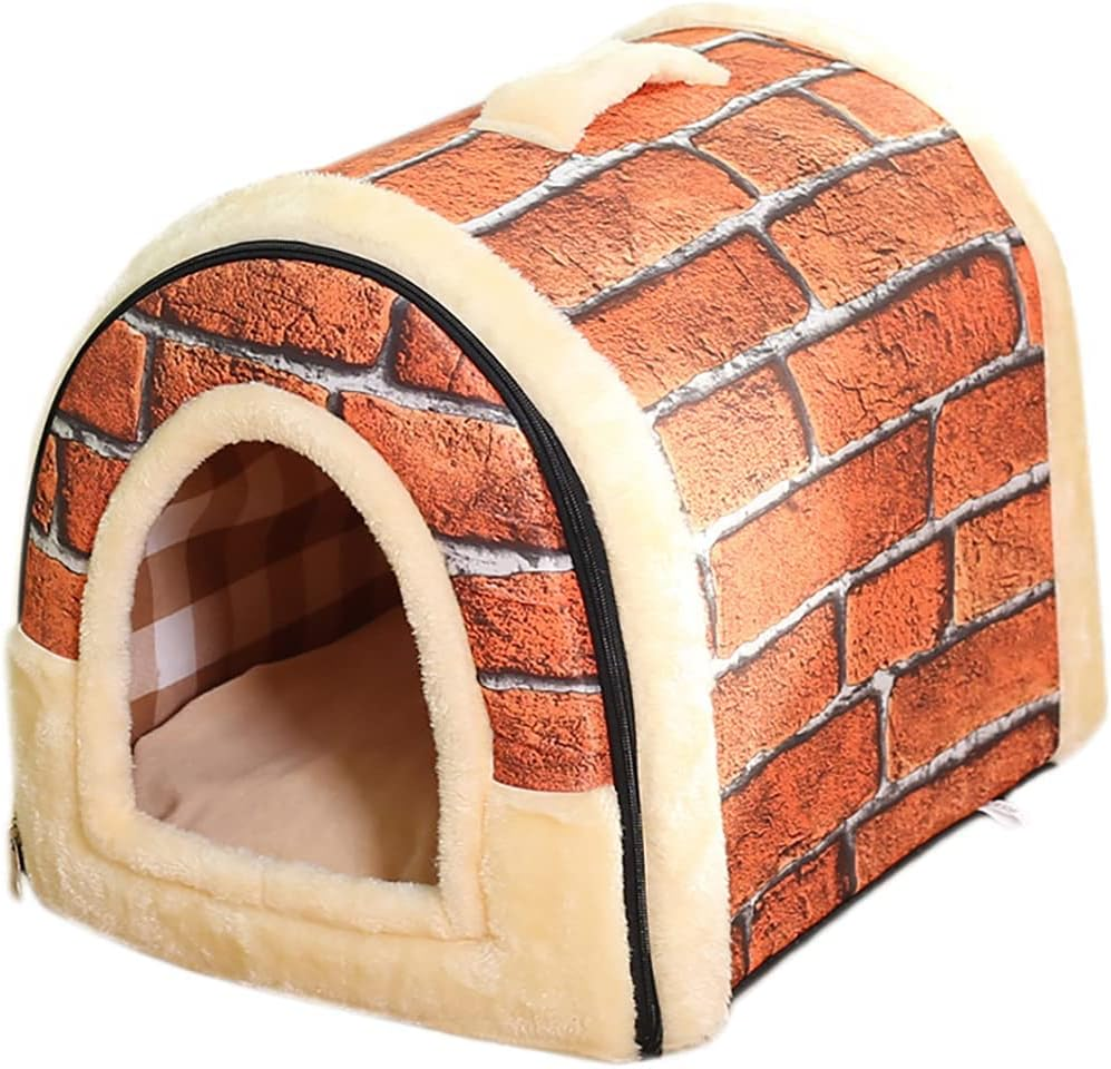 AIMALL Deluxe Pet Dog House Igloo Design &ndash; Foldable Cushioned Cat & Puppy Bed, Machine Washable, Durable Nylon with PP Cotton, Sizes S-XL for Small to Large Pets