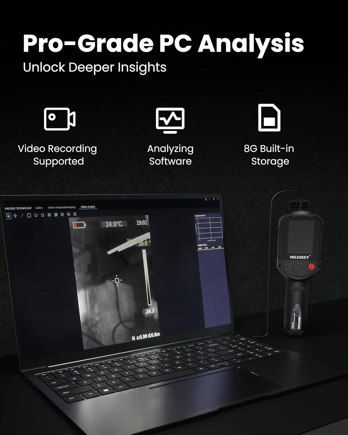 Mileseey TR20 Pro Thermal Imaging Camera, Handheld Infrared Imager with 320 X 240 Resolution, 50Hz Refresh Rate, Dual-Camera Handheld Infrared Thermal Imager Supporting PC Software Analysis image number 2