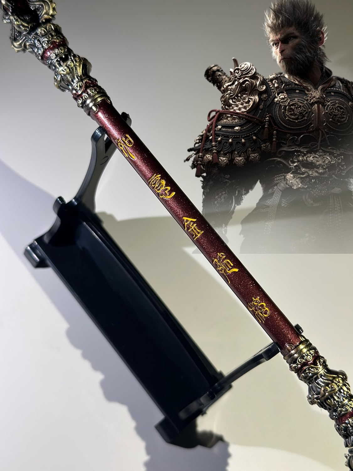 Piegricdiat Black Myth Monkey King 11.81In Golden Hoop, Game Collection, Monkey King Weapon Decoration, Desk Ornaments, Role-Playing Props, Backpack Pendant Zinc Alloy Crafts image number 2