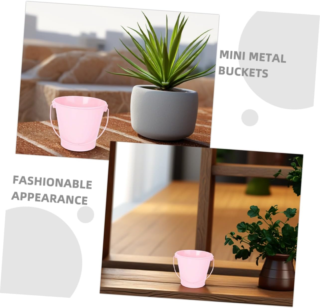 YARNOW 10Pcs Mini Pink Metal Buckets for Gardening and Crafts, Small Galvanized Flower Pots with Handles, Classroom Supplies and Party Favor Containers for Kids image number 6