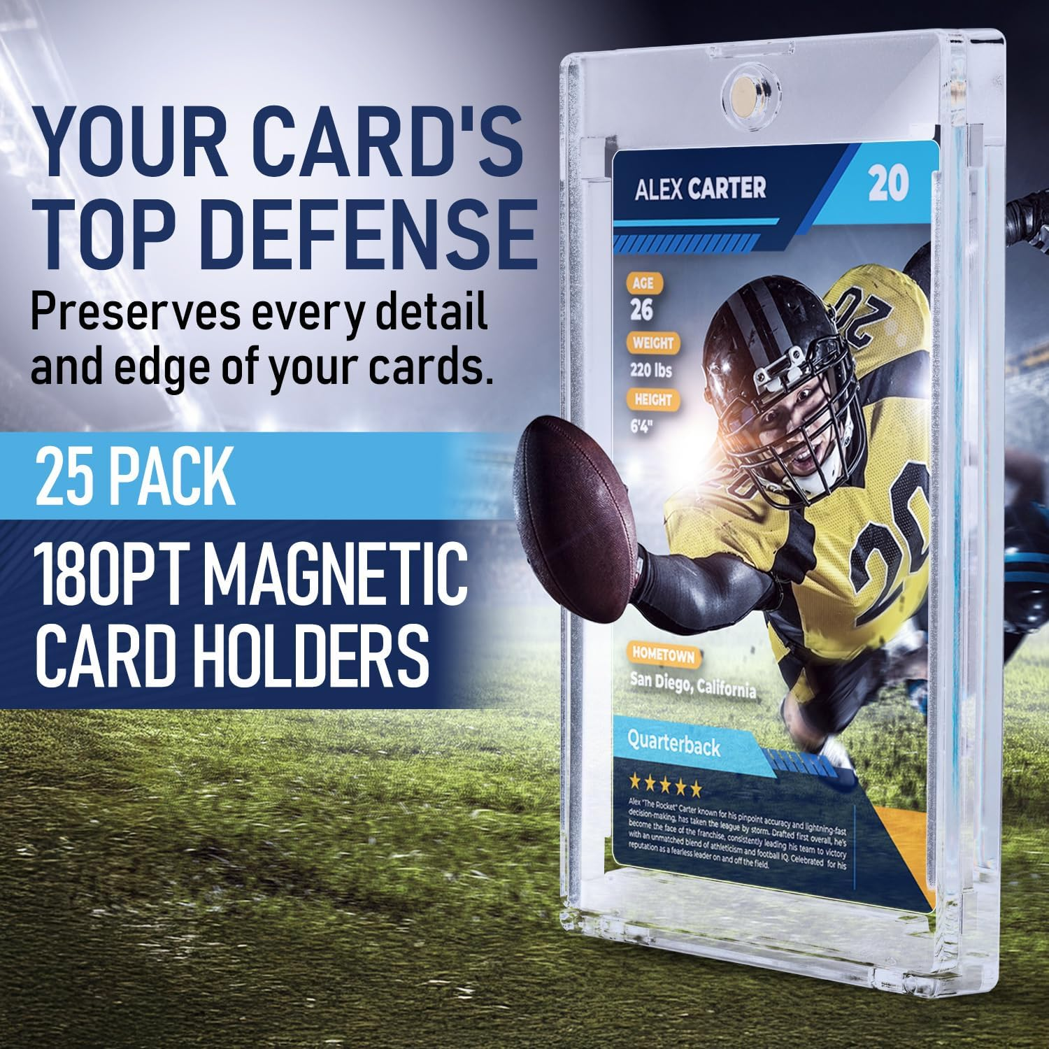 Premium 35PT - 360PT Magnetic Card Holder Case | Magnetic Trading Card Holder, Pro Sports, Football, Basketball, Baseball, MTG & TCG U-V Hard Protectors with Ultra Clear Design Display for Collectors. image number 2