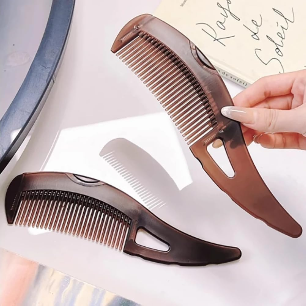 2 Pcs Energy Massage Comb, Dandruff Comb, Self-Cleaning, Plastic Brown Women'S Hair Comb for Scalp Massage, All Hair Types image number 3