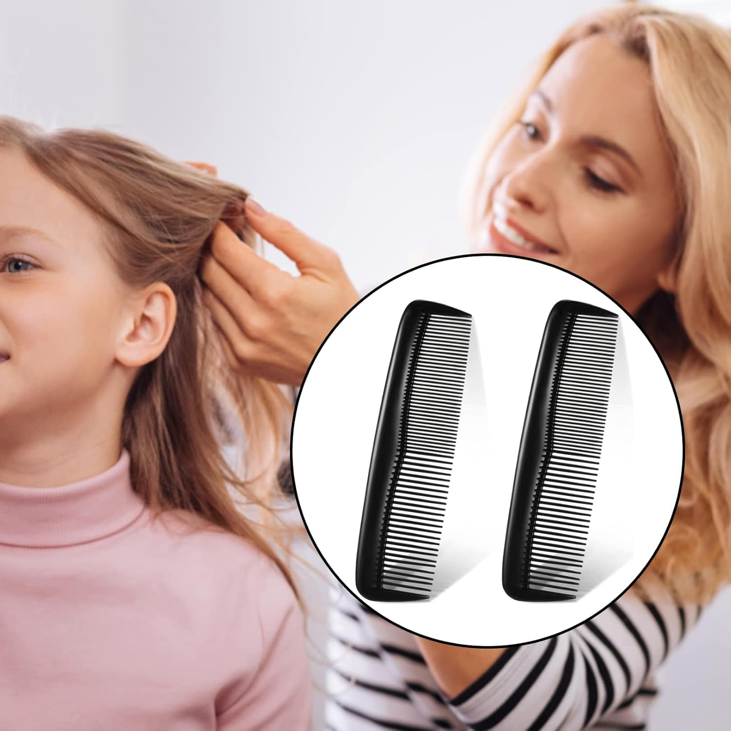 4 PCS Pocket Plastic Hair Combs Black Hair Combs Fine, Combs Fine and Standard Tooth Hair Cutting Comb, for Women Men Hairdressing Barber Salon Hair Care Tool (Black) image number 1