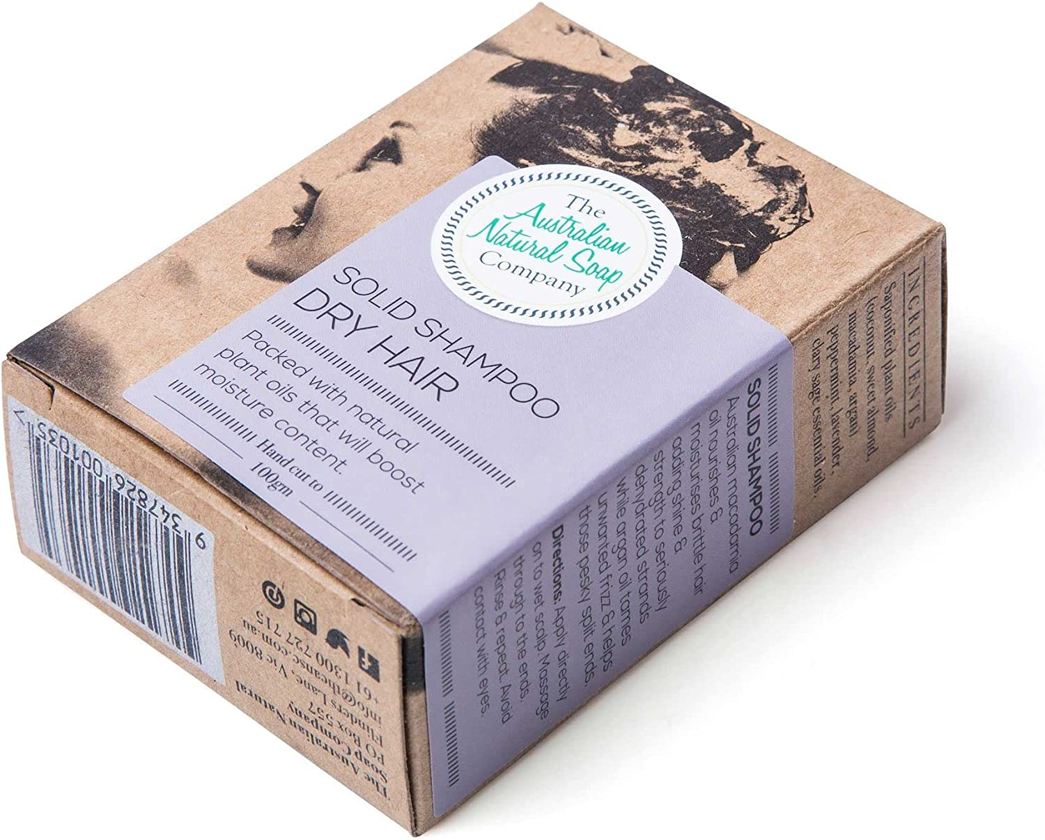 Australian Natural Soap Company Solid Shampoo Bar for Dry Hair 100 G, Beige, SS-DHSS-100 image number 1