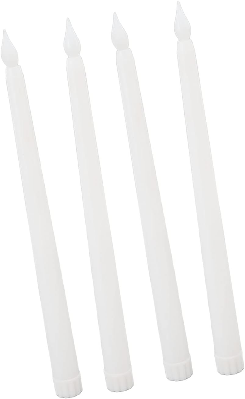 LED Taper Candles Flameless Safe Light Decoration 4, Smoke Continuous Lighting for Parties (White) image number 3