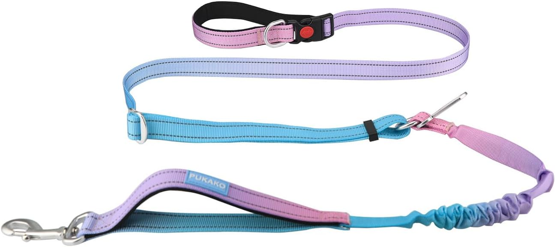 PUKAKO Hands Free Dog Leash, Waist Leash for Dog Walking,Leash for Small Medium Large Dogs Training Running 5-7FT (Lavender& Green)