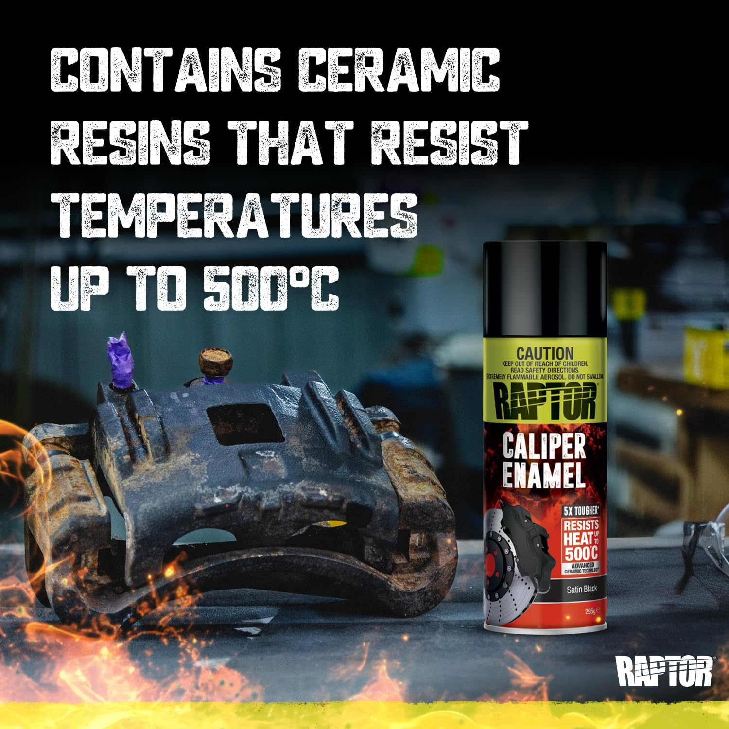 RAPTOR High Temp Caliper Enamel, Advanced Ceramic Technology, High Gloss Finish, Direct to Metal & No Need for Primer, Brake Paint, Heat Resistance up to 500&deg;C, 365 ML, Satin Black image number 2