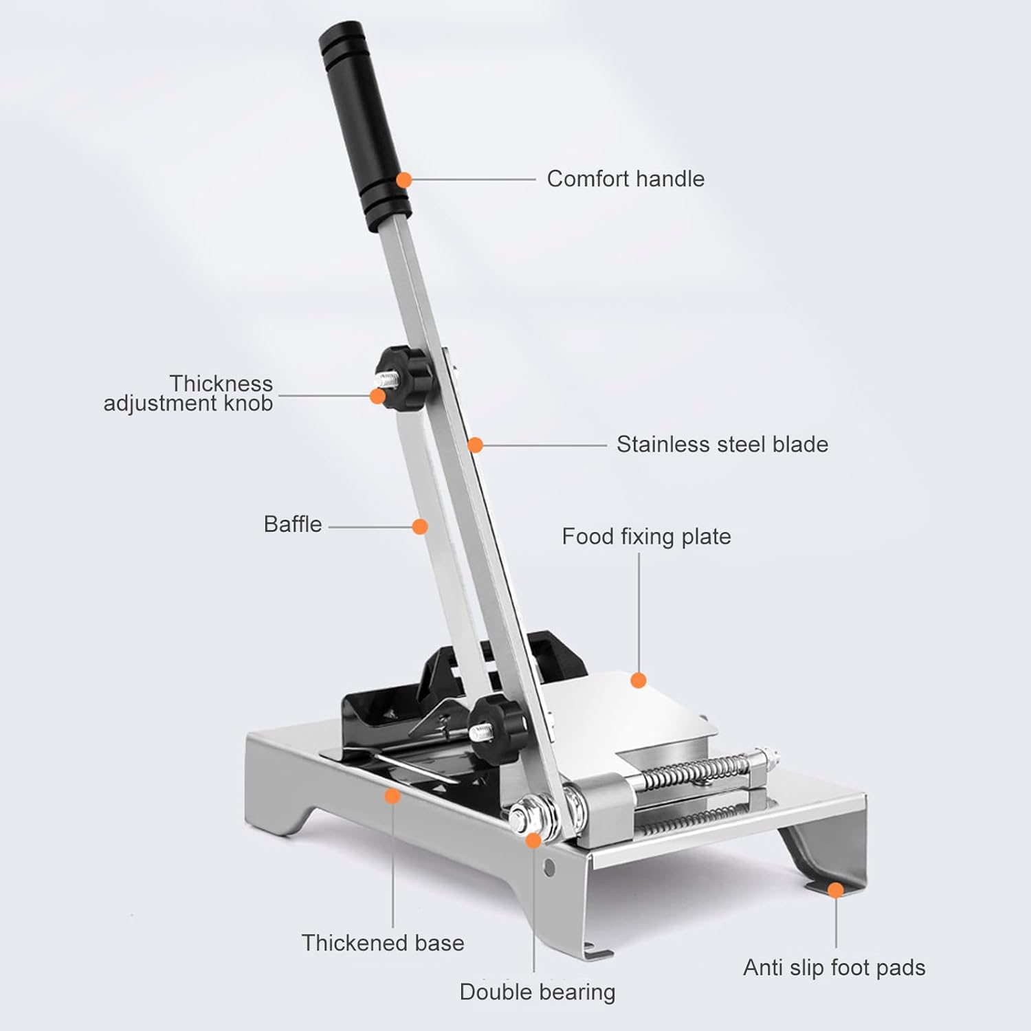 Manual Frozen Meat Slicer, Labor Saving Stainless Steel Beef Slicer Machine with Ergonomic Handle, Adjustable Thickness Meat Guillotine for Frozen Mutton, Pork image number 6
