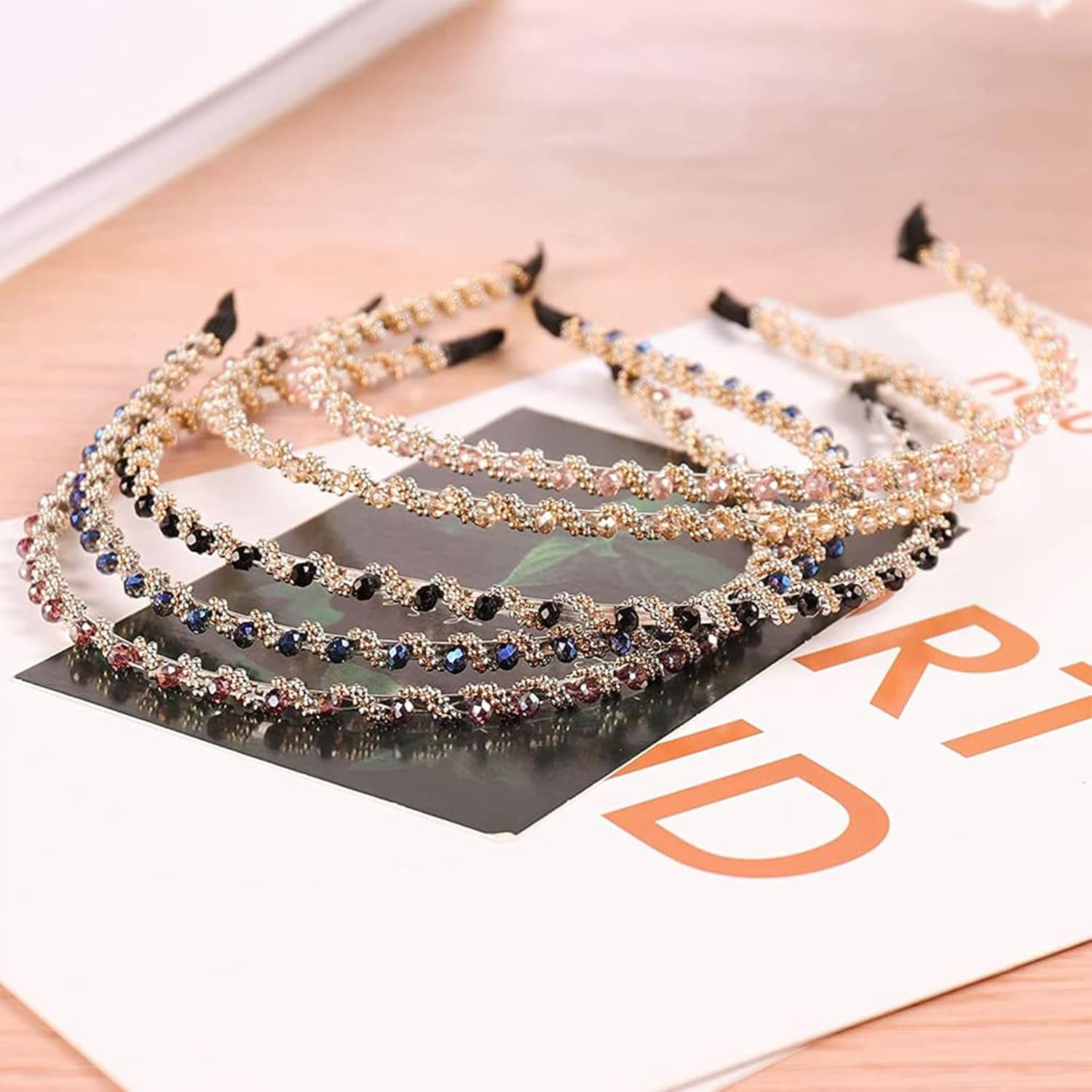 Aililong Women'S Headband Pack of 5, Fashionable Rhinestone Elastic Hair Band for Girls Dancing, Party, Work - Premium Hair Accessories in 5 Colours - Glitter Headband for Women image number 3