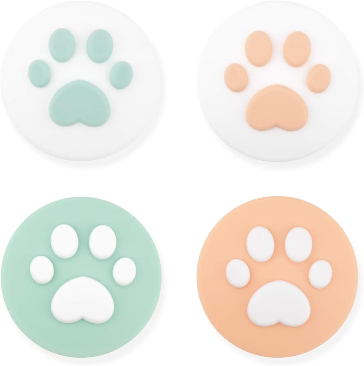 Geekshare 4PCS Silicone Cat Paw Game Console Thumb Grip Set Joystick Caps Compatible with Switch/Oled/Switch Lite (Lake Green)