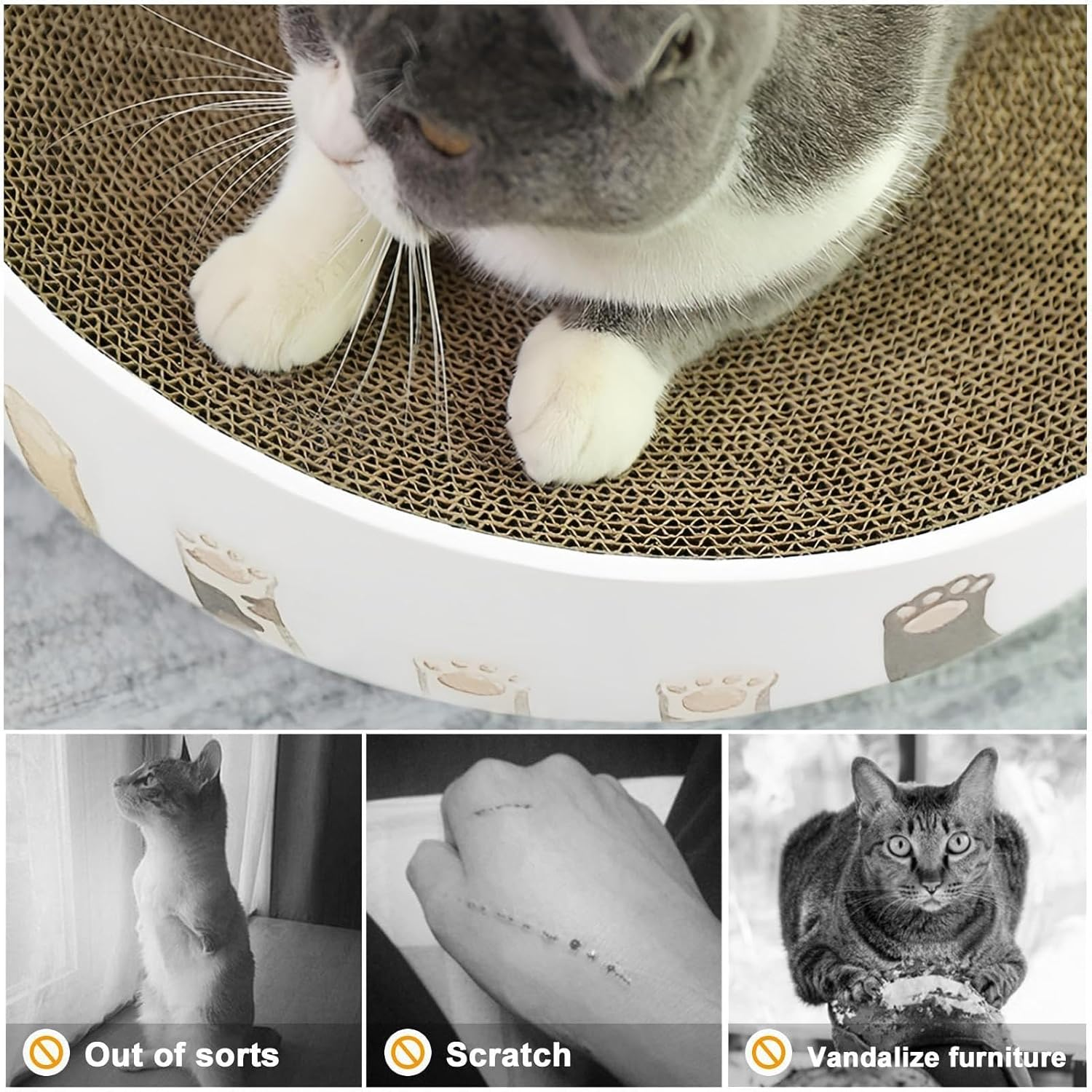 Furtryvl Cat Scratcher Lounge - Cat Scratch Pad Bowl Nest Corrugated - 2 in 1 Cat Scratch Nest for Indoor Cats, Protect Couch & Carpets & Sofas image number 4