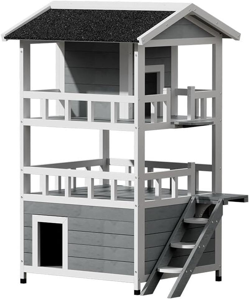 Pet Cat House Outdoor Shelter 72X72X127Cm Rabbit Hutch Wooden Condo image number 1