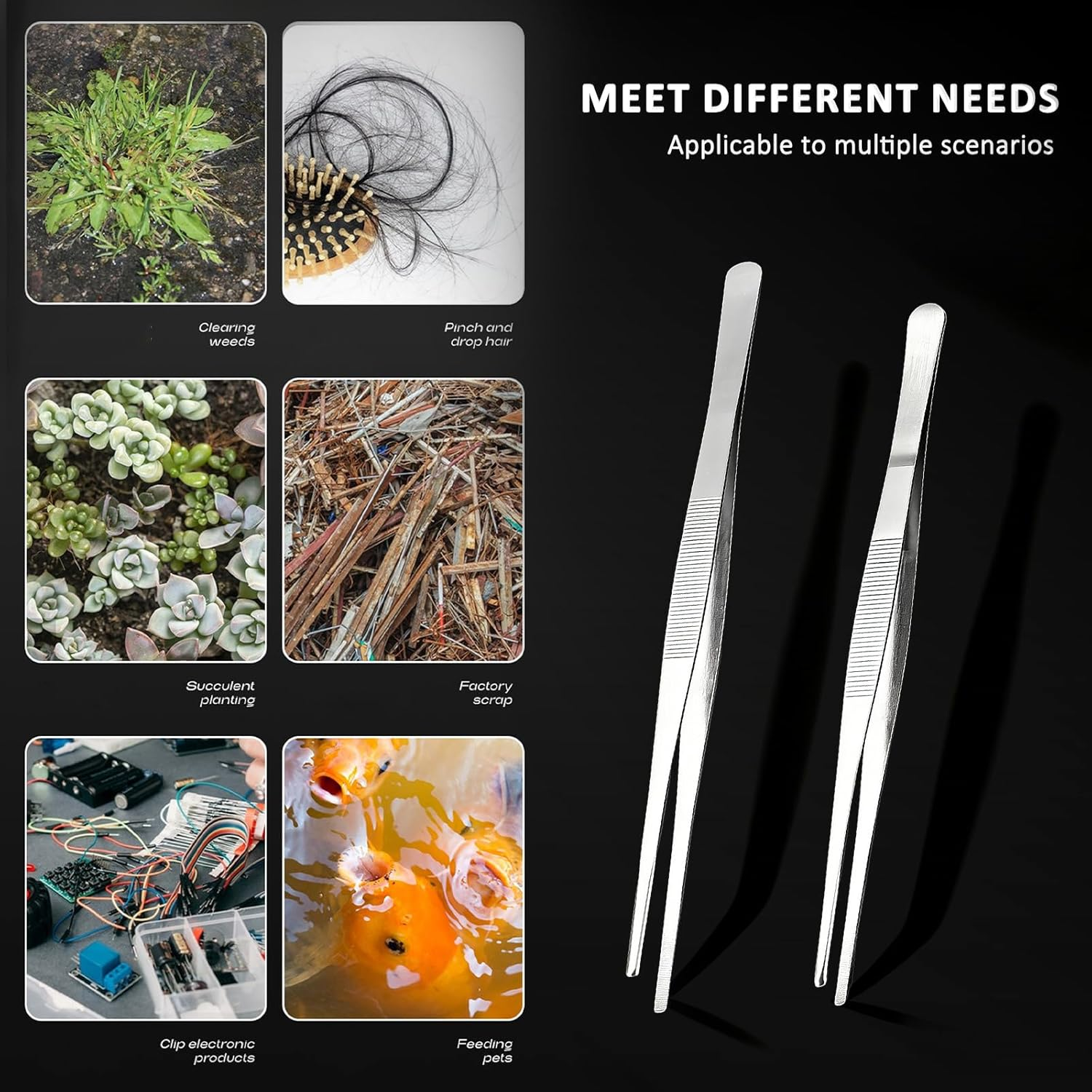 Kitchen Tweezers, 304 Stainless Steel Precision Cooking Tongs (25Cm/30Cm) - Serrated-Tip Tool for BBQ & Culinary Use