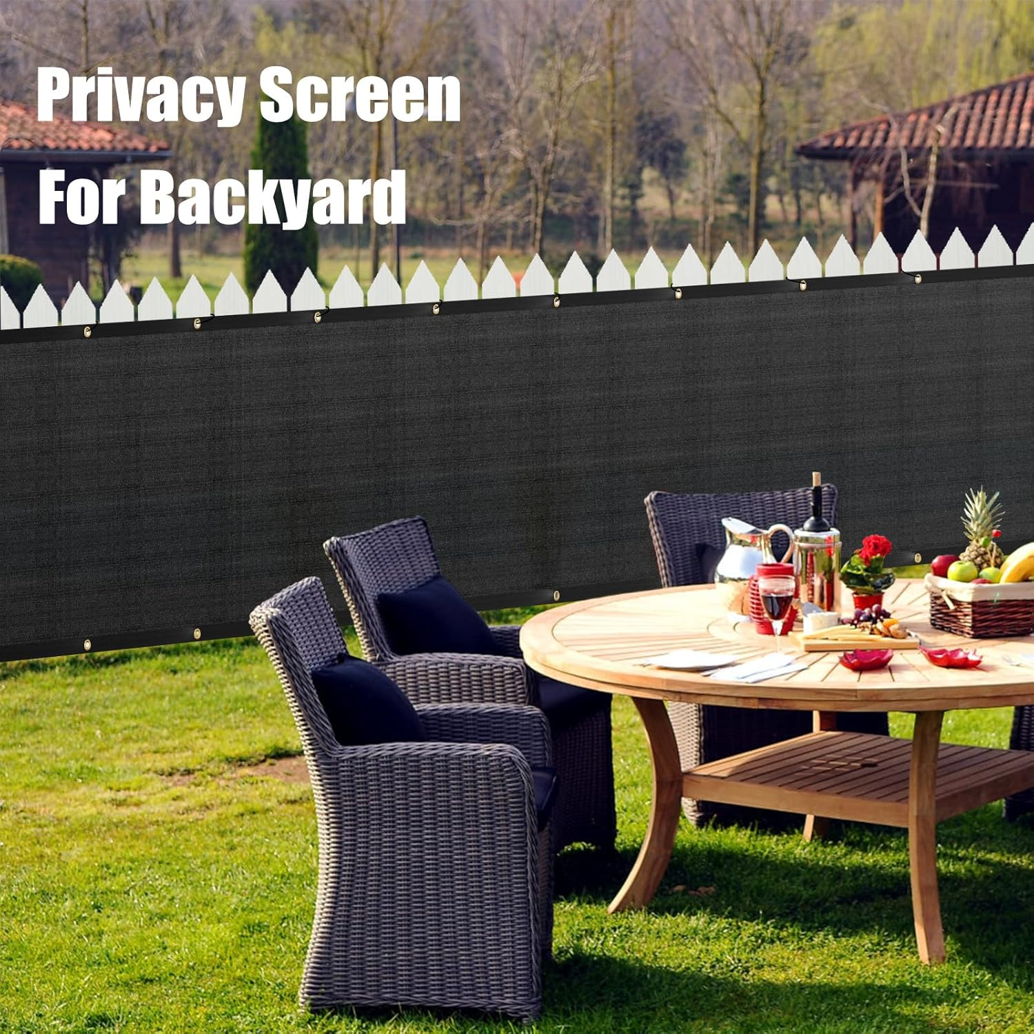 Cliselda 5Ft X 50Ft Privacy Fence Screen, Black Fence Covering Privacy with Grommets, Heavy Duty Fencing Mesh Shade Net Cover for Outdoor Yard Wall Garden Backyard Commercial Residential image number 6