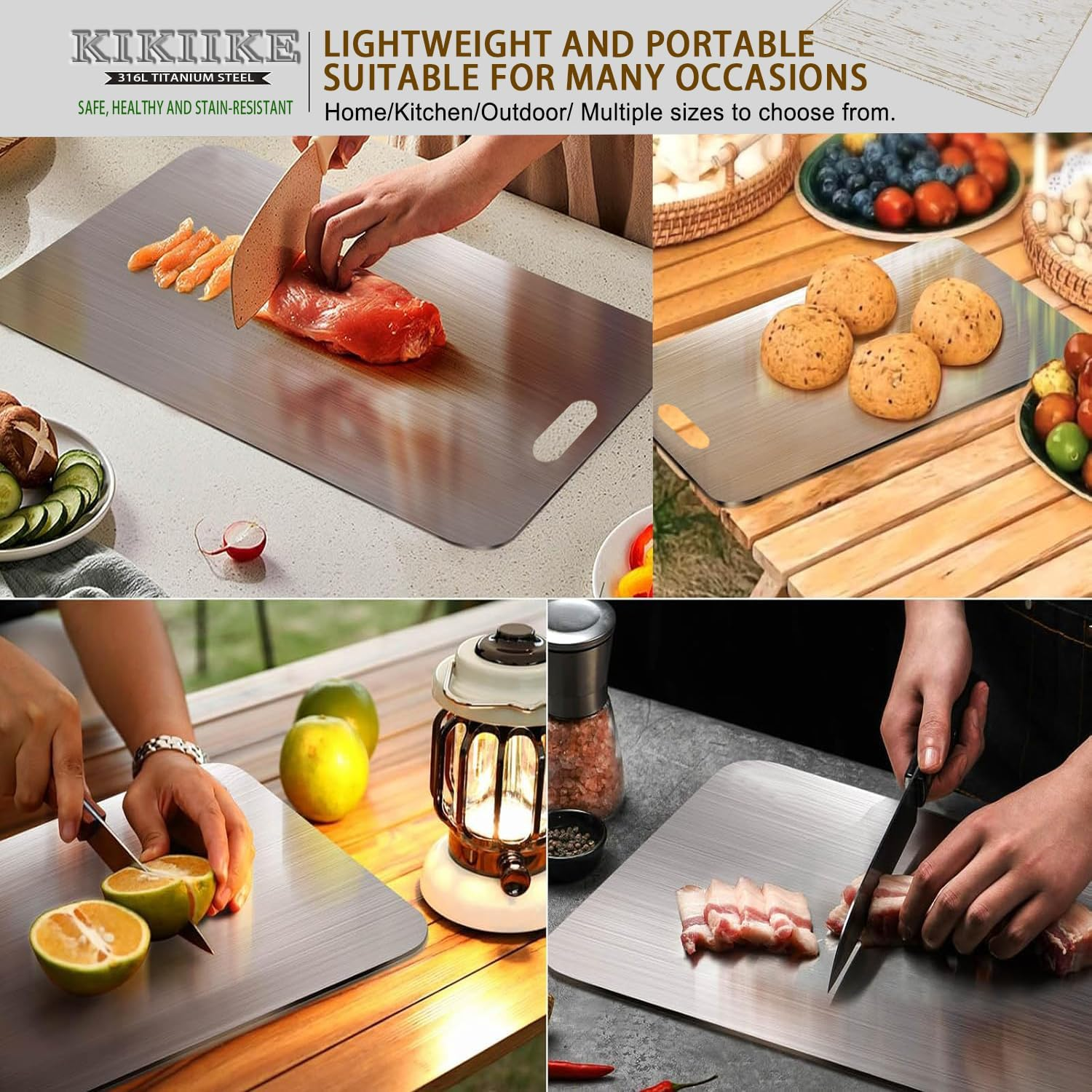 Titanium Cutting Board 2025 New Upgrade 100% Pure Titanium Cutting Boards for Kitchen - Double-Sided Food-Grade Chopping Board Non-Stick Durable and Easy to Clean (18 X 12 In) image number 6