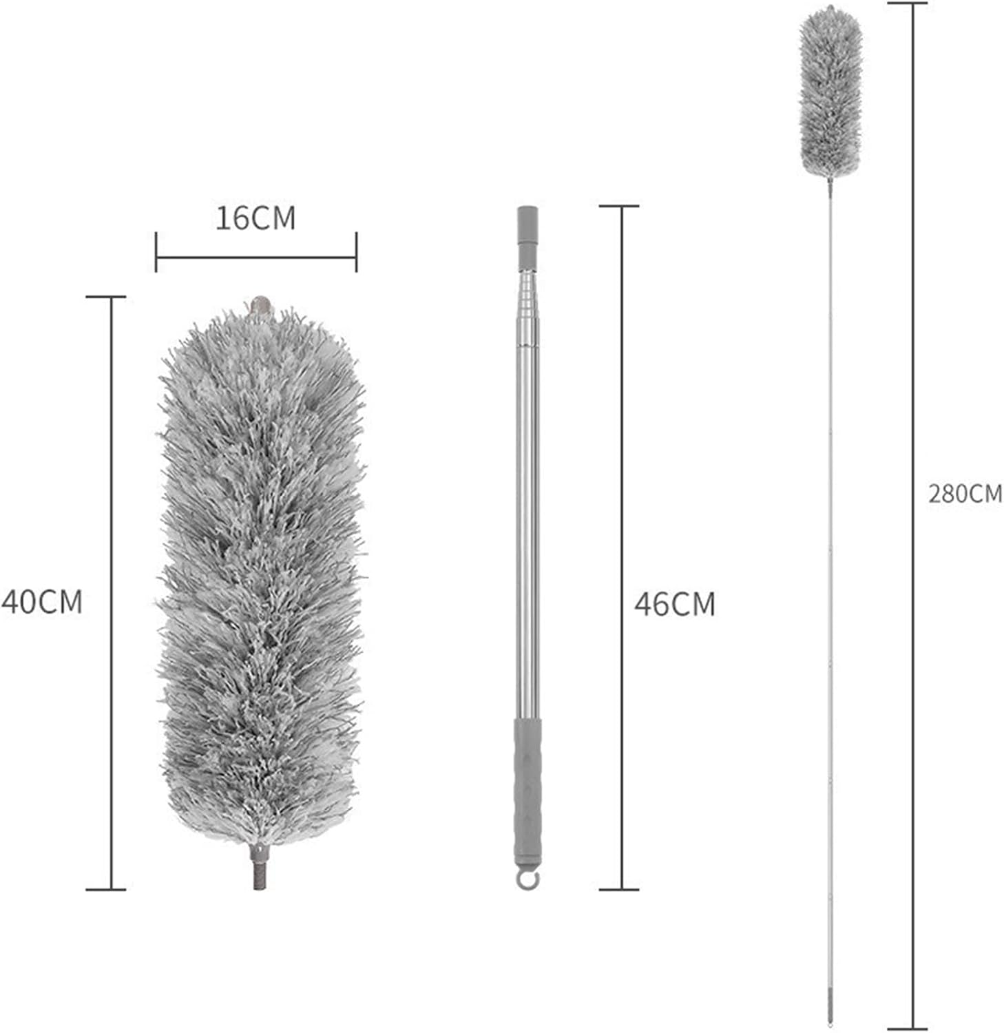 Microfiber Feather Duster with Extendable Pole, 46-280CM Extra Long Cobweb Duster for Cleaning, Ceiling Fan Cleaner Duster with Bendable Head for Ceiling Fan, Furniture, Home image number 5