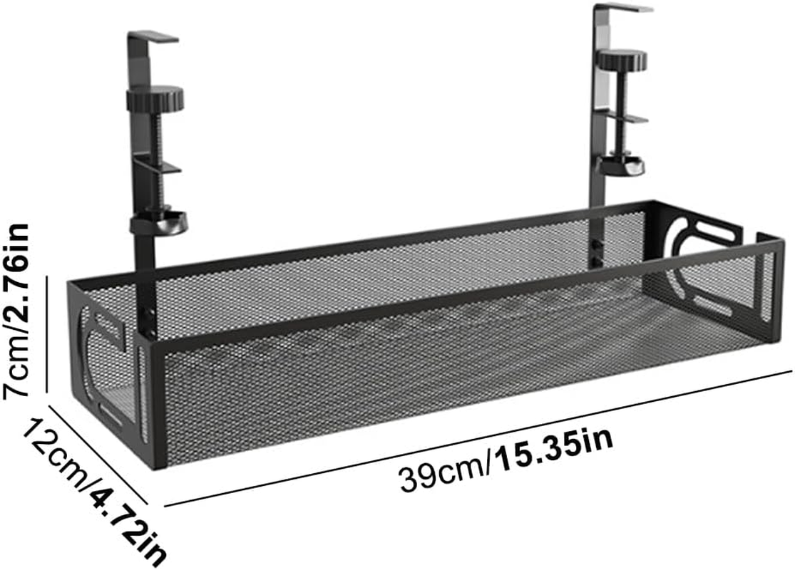 Under Desk Cable Management Tray,No Drill Mesh Desk Cables Trays with Clamp,Wire Managements Tray Cabl-E Management Box,Desk Cable Tray Wire Organizer for Office, Home image number 4