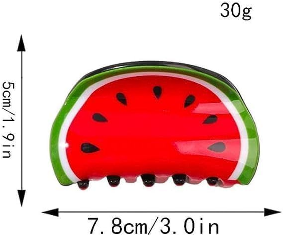 Green Fruit Hair Claw Large Cute Female Hair Accessories Shark Clip Geometric Hair Claw Summer Vegetable Watermelon Fake Food Hair Clip Hair Clips image number 2