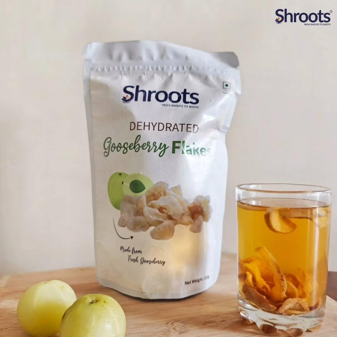 SHROOTS Dehydrated Gooseberry (Amla) Flakes Pure Vegetarian Gluten-Free No Added Sugar Easy Cooking Essential Machine Dried Vegetables with Natural Aroma Ideal for Everyday Meals 5.29 Oz, Pack of 1 image number 4