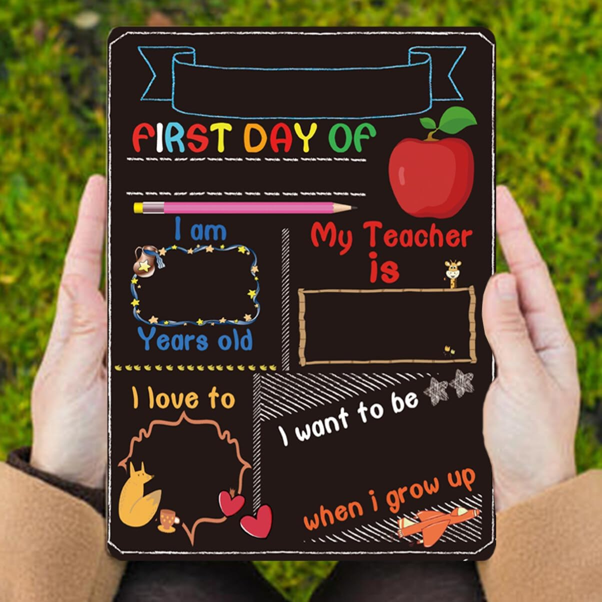 STOBOK Kid School Message Board 1St Day of Kindergarten Personalized First Day Board First Day of School Chalkboard of School School Board Sign Erasable Props Bamboo Student, 25X20Cm, Black image number 3