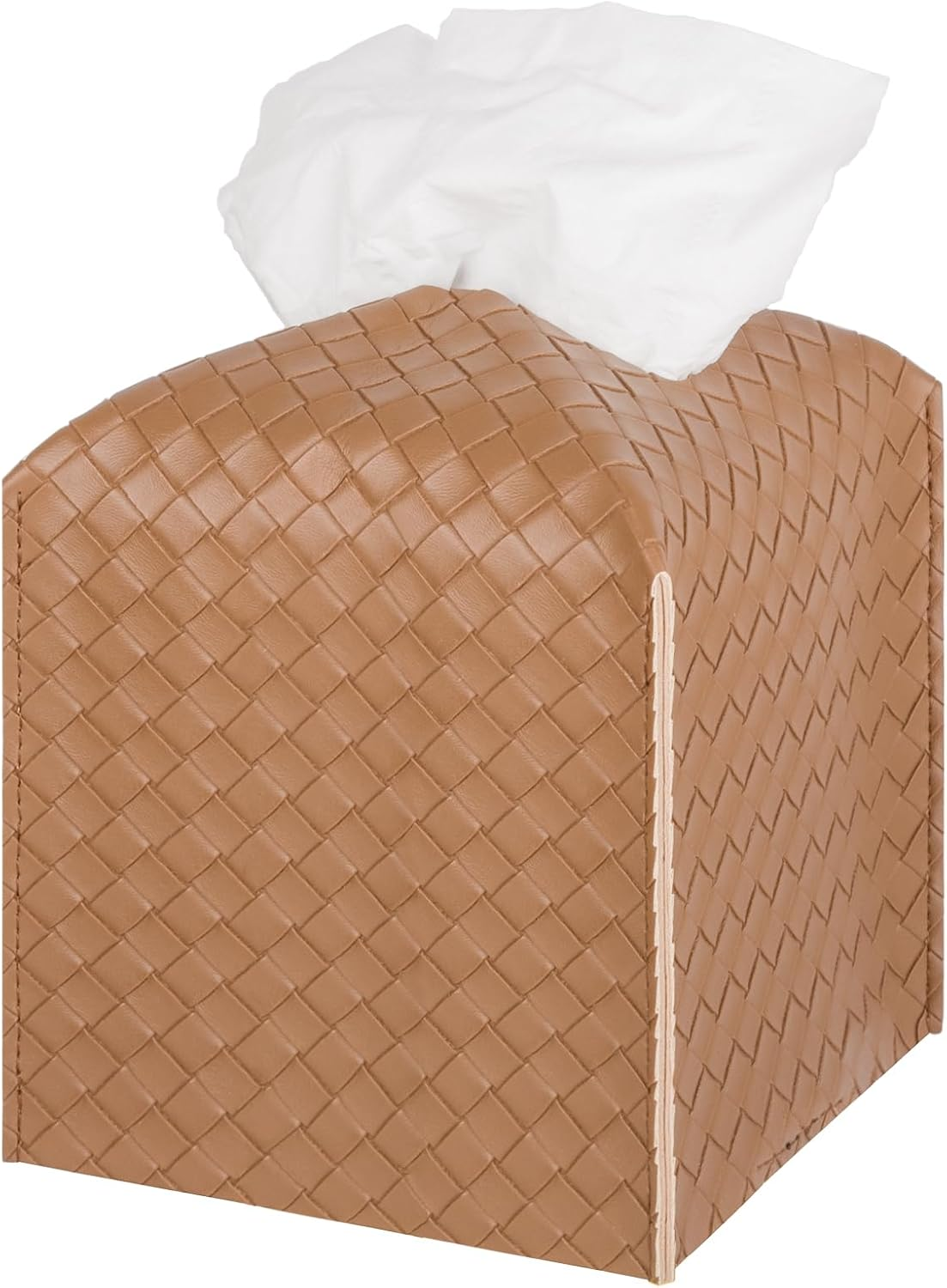 Tissue Box Cover PU Leather Tissue Holder Square Facial Tissue Case Facial Paper Organizer Dispenser for Bathroom, Vanity Countertop, Tabletop, Car, Rectangle, Misty Gray