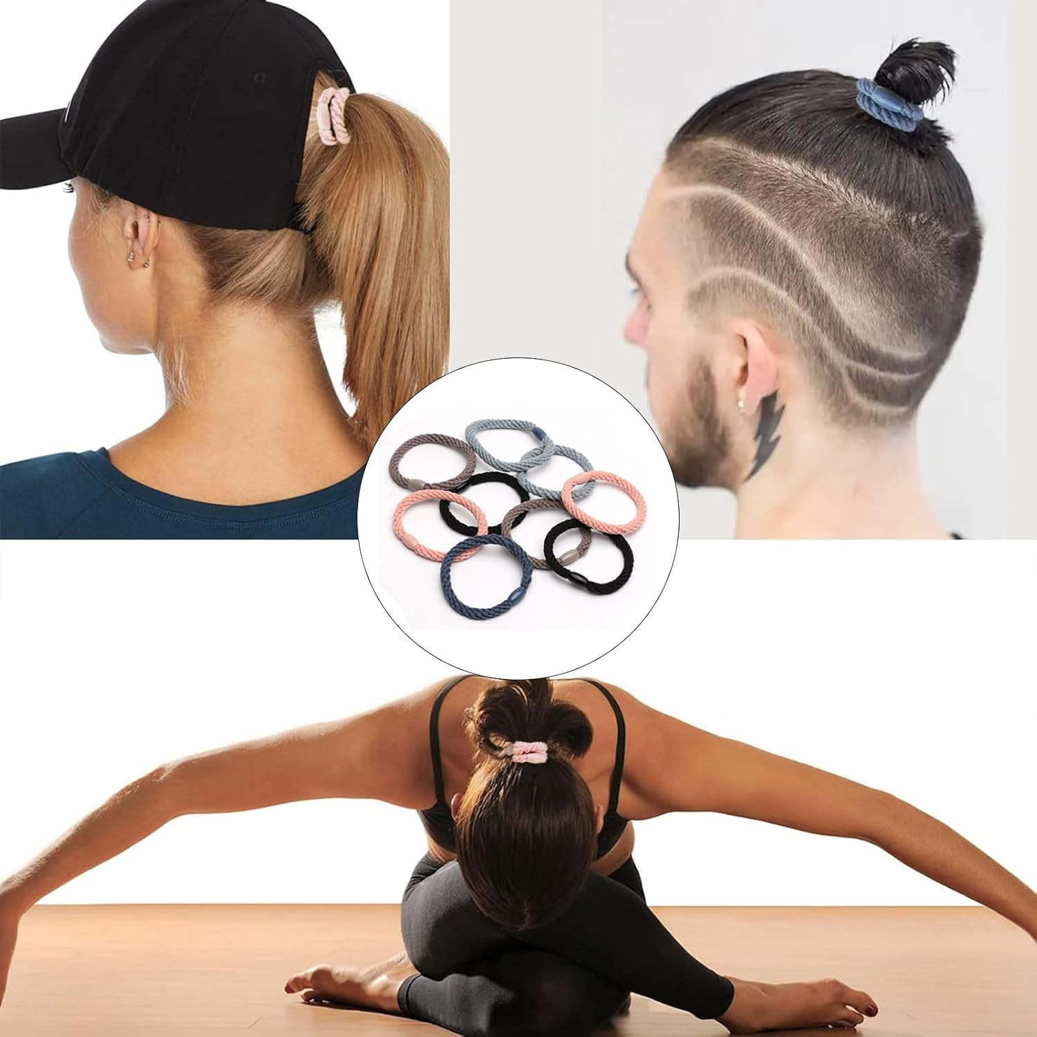 Pack of 12 Braided Hair Scrunchies, Hair Bobbles Ladies, Plait Holder, Braided Hair Scrunchies, for Women and Girls, Elastic Hair Bobbles, Reusable image number 4