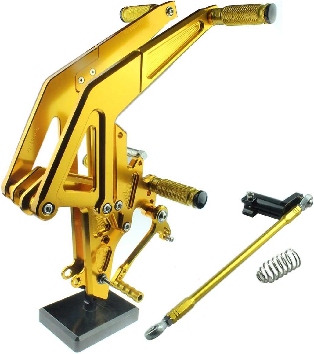 FXCNC CNC ER6N ER6F Billet Motorcycle Rearsets Foot Pegs Rear Set Footrests Fully Adjustable Foot Boards Compatible with Ninja 650R ER-6F ER-6N 2012-2014