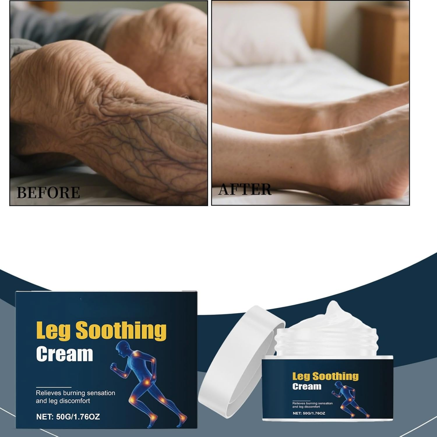 Soothing Leg Cream for Burning Sensation, Heavy & Tired Legs, Relaxing Cooling Gel for Discomfort, Moisturizing Daily Care for Long-Lasting Refreshing Comfort (2Pcs)