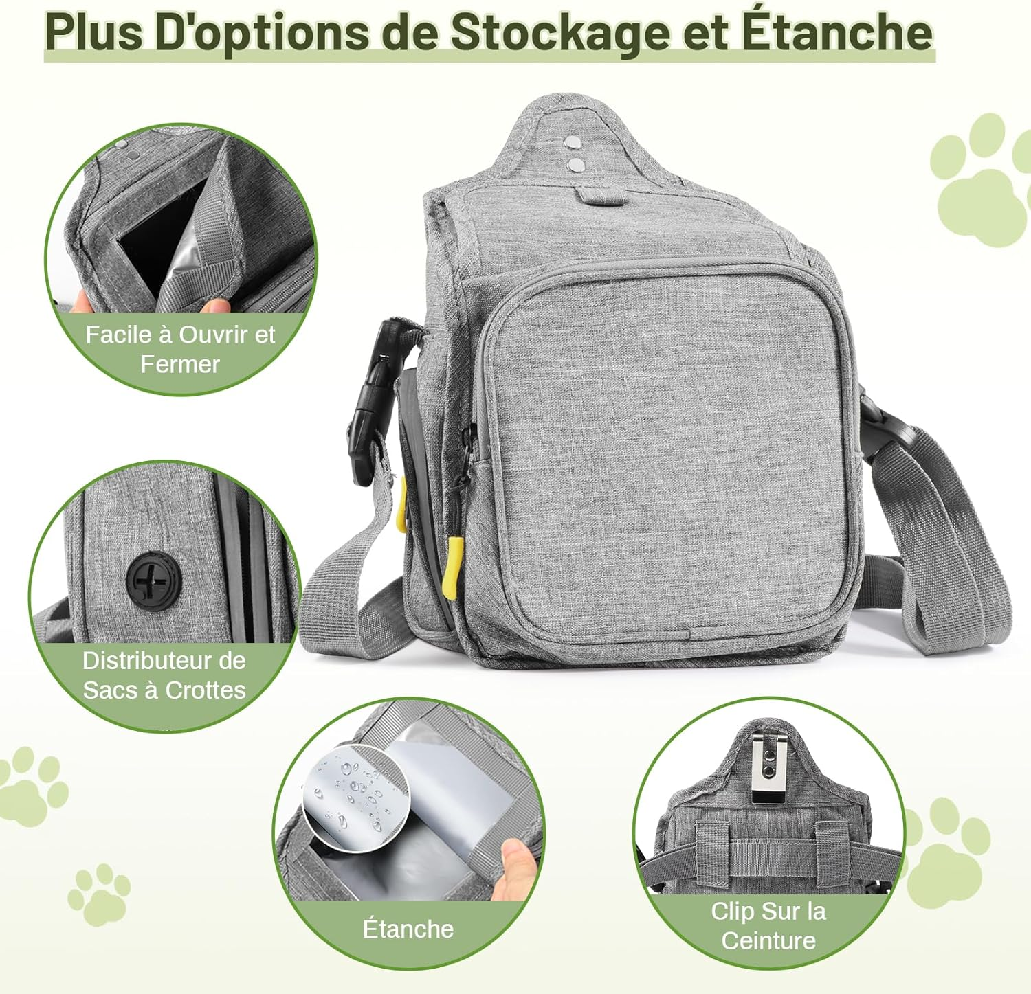 Aurora & Tithonus Dog Treat Bag, Dressage Treat Bag for Dogs, Adjustable Belt with Dispenser for Dog Poop Bags, for Training Dog Walking (Grey), Gray, Dog Treat Bag image number 6