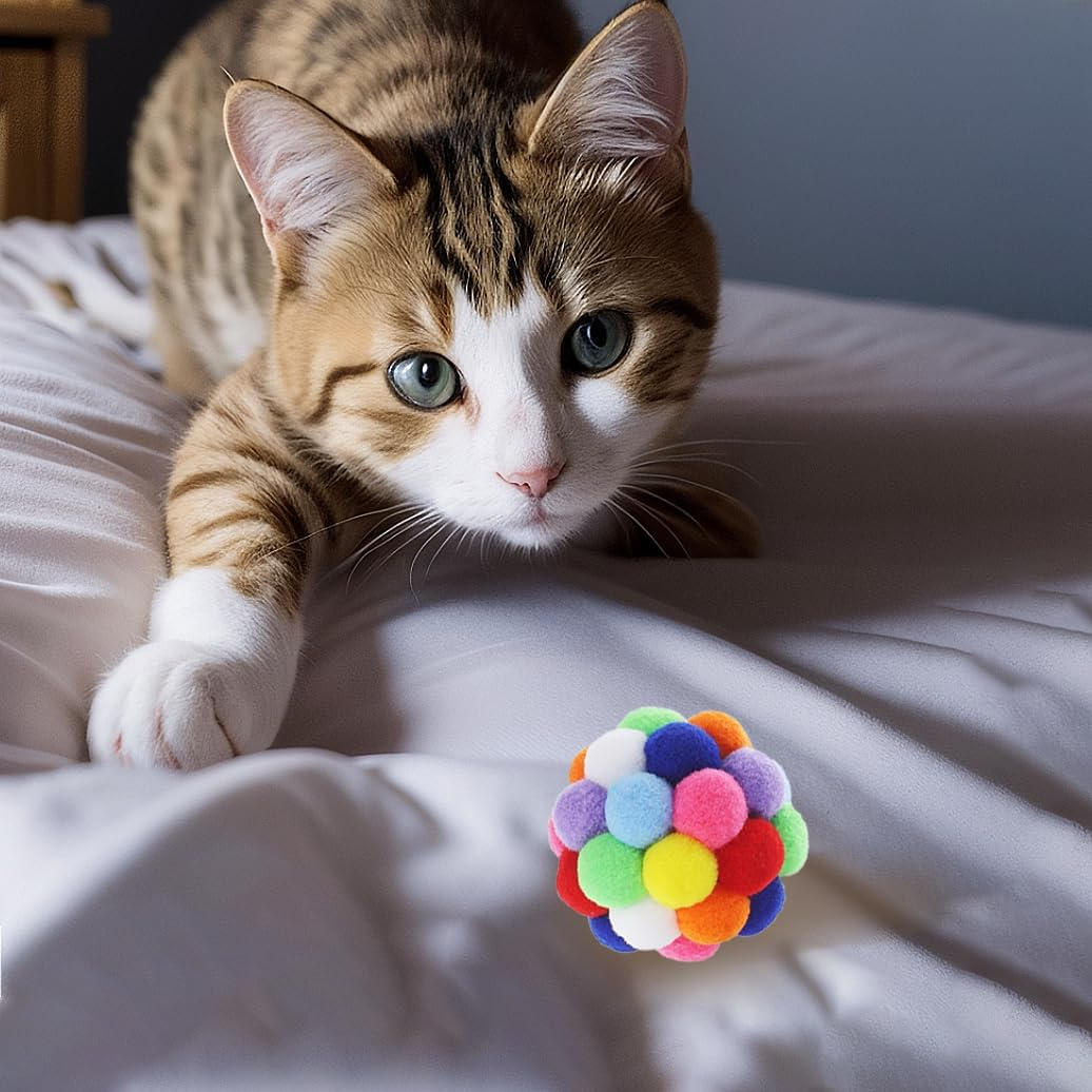 Vebetter Felt Balls for Cats, Pack of 9 Cat Toy Balls, Cat Toy, Felt Cat Balls, Soft Cat Balls, Kitten Pom Poms Ball, Cat Play Toy Indoor, Pompom Ball 4.5 Cm image number 2
