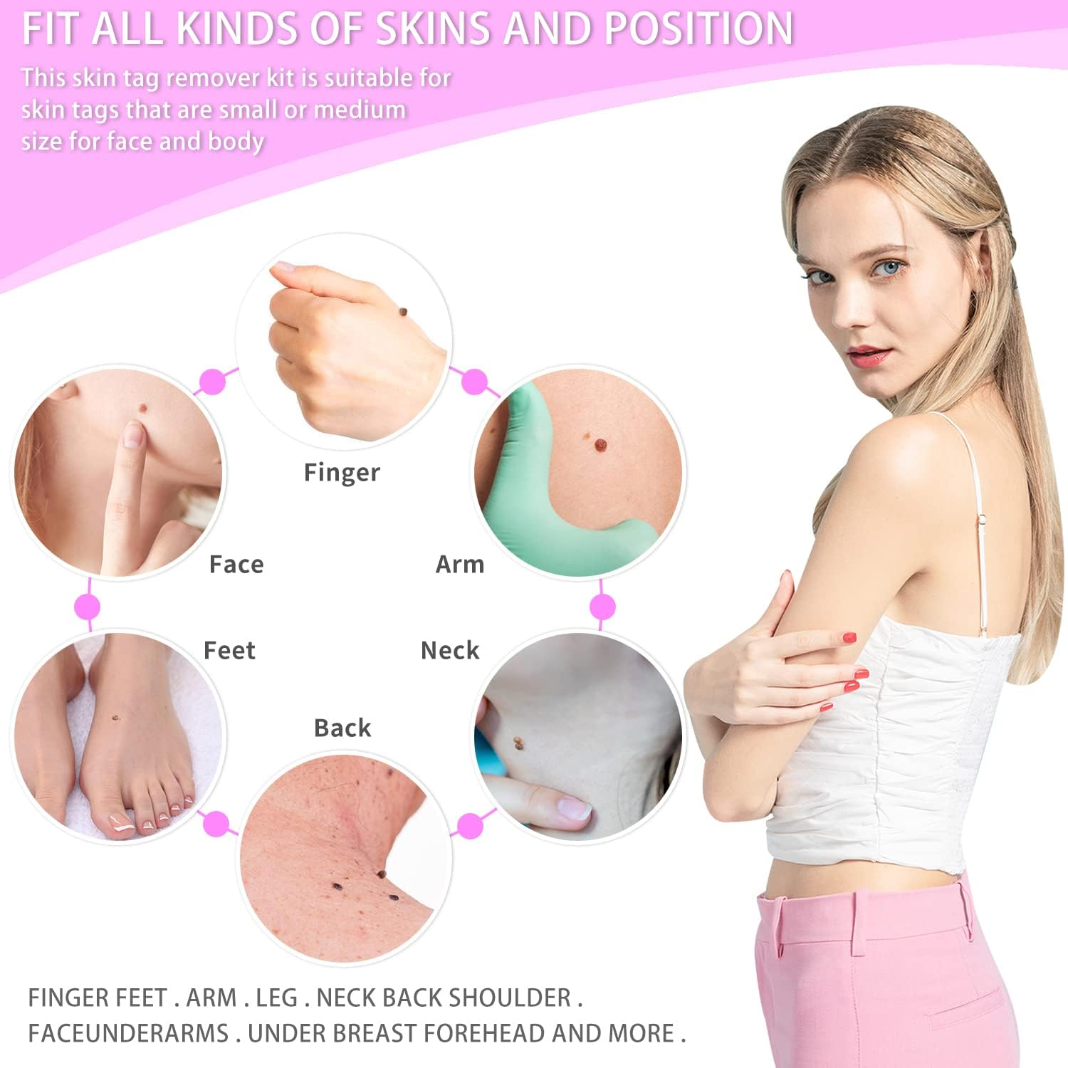 Skin Tag Removal Kit -2 in 1 Standard and Micro 36Pcs Repair Patches Safe for Small to Large (2Mm to 8.5Mm) Sized Skin Tags for Most Body (Pink) image number 3