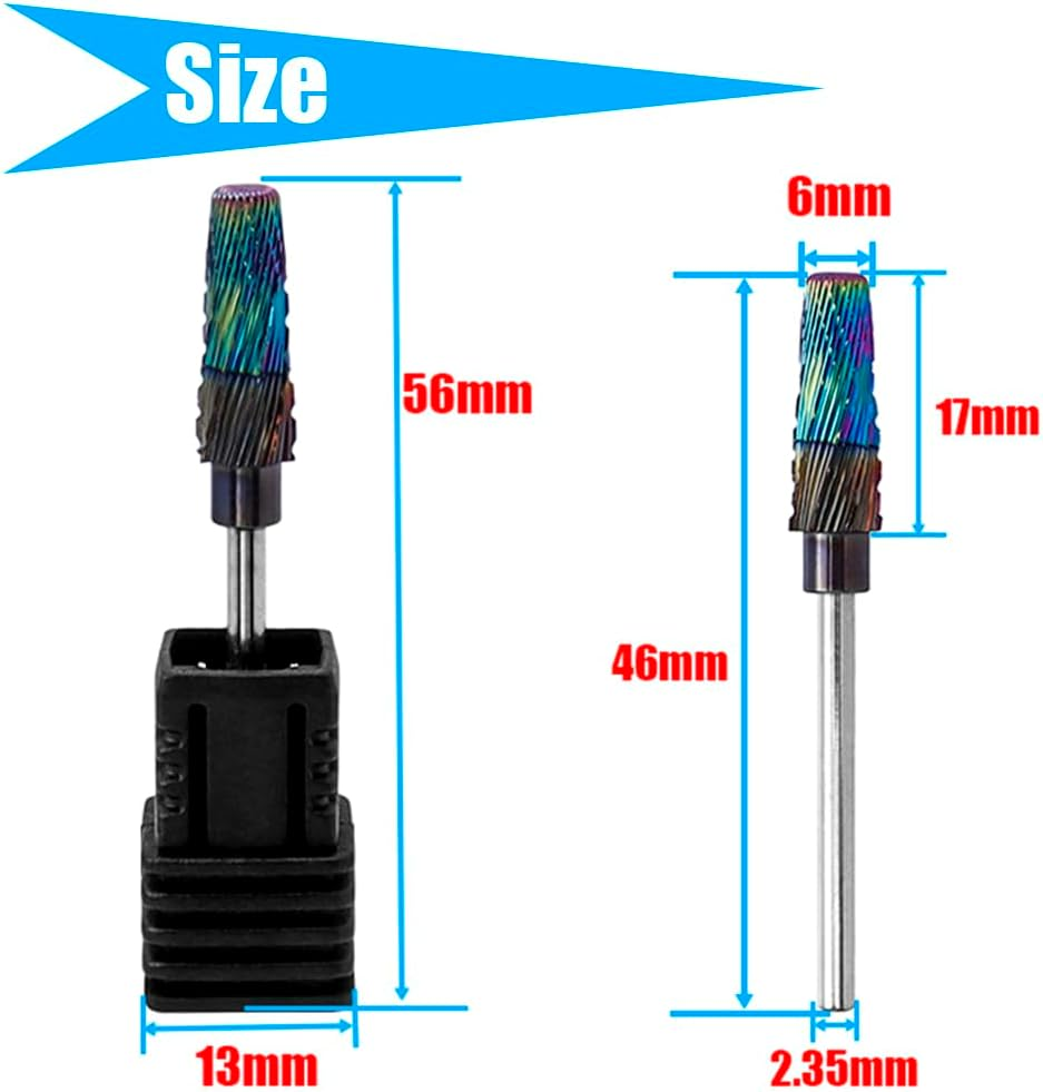 Yakamoz 5 in 1 Nail Drill Bit, 3/32" Shank Multifunctional Replacement Tungsten Steel Nail File Bits Remove Acrylic Hard Gel Nail Polishing Head for Electric Manicure Pedicure Drill Machine image number 2