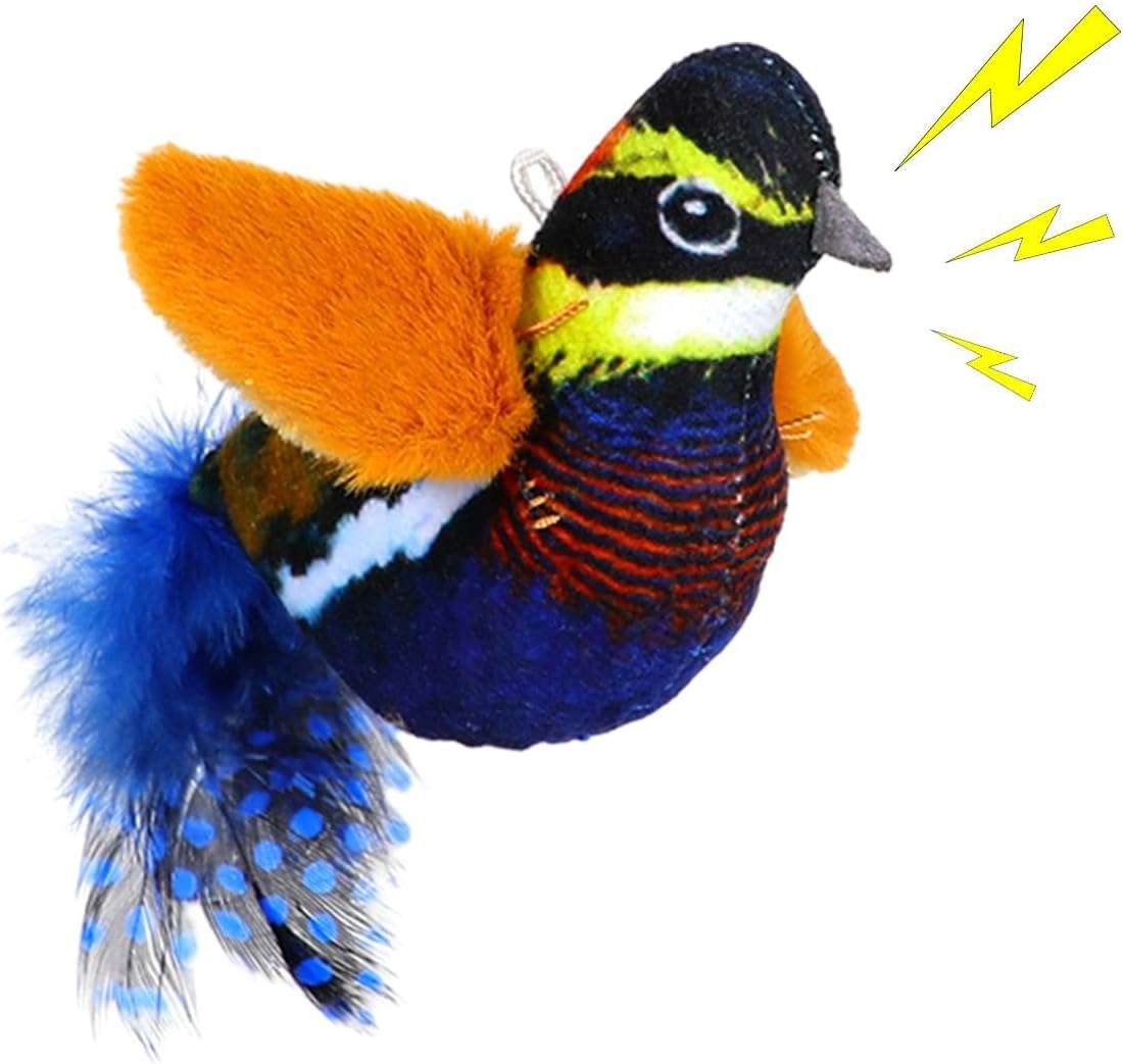 Interactive Bird Toy for Cats - Plush Cat Toy Bird Chirp,Electronic Chirping Bird, Flapping Squeaky Cat Toys for Boredom, Exercise, Cats to Alone