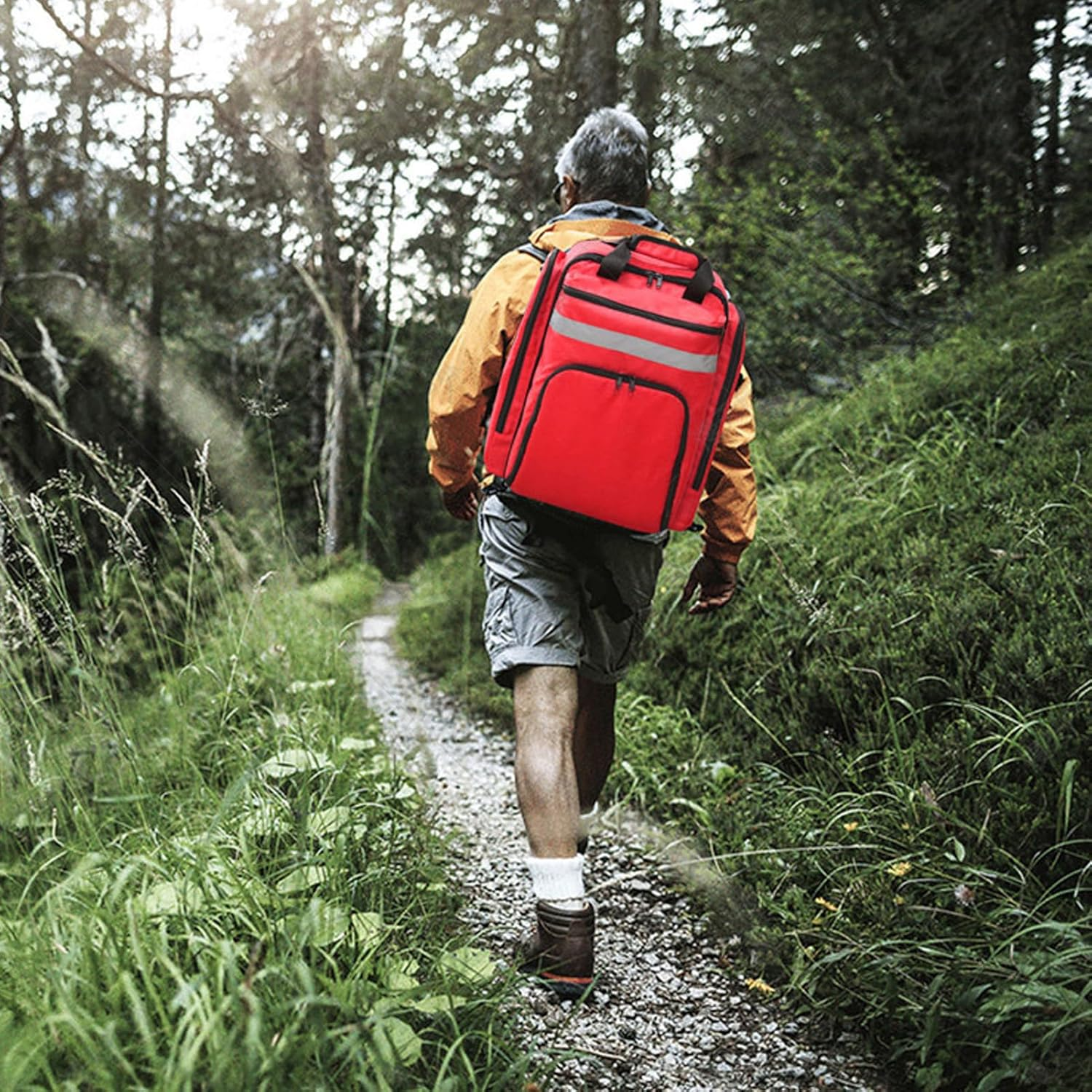 Emergency Bag First Aid Backpack Empty Survival Trauma Bags Multifunctional Large Capacity Waterproof Adjustable Portable Multiple Compartment Bag for Outdoor Earthquake image number 5