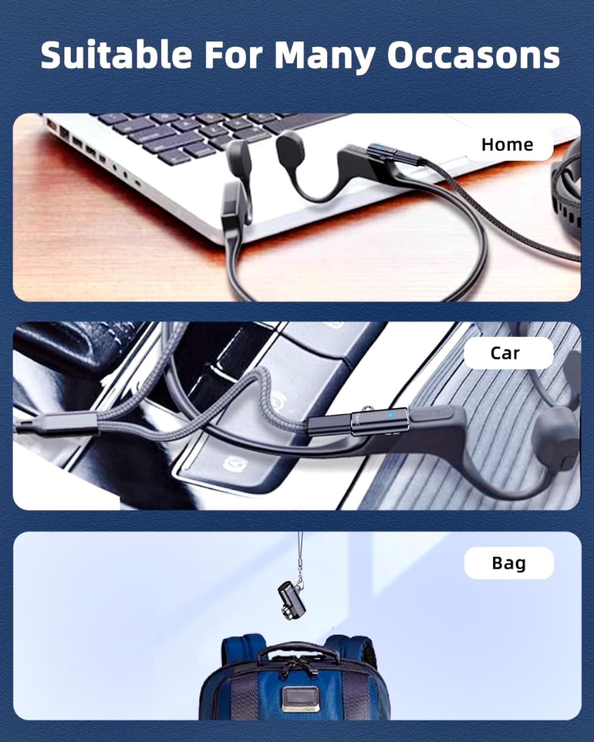 Sweguard Shokz Headphone Charger Adapter 3-Pack USB C Charging Adapter to Shokz Magnetic Converter Compatible with Aftershokz Aeropex, Shokz Openrun Pro/Air/Mini, Opencomm 2/UC image number 4