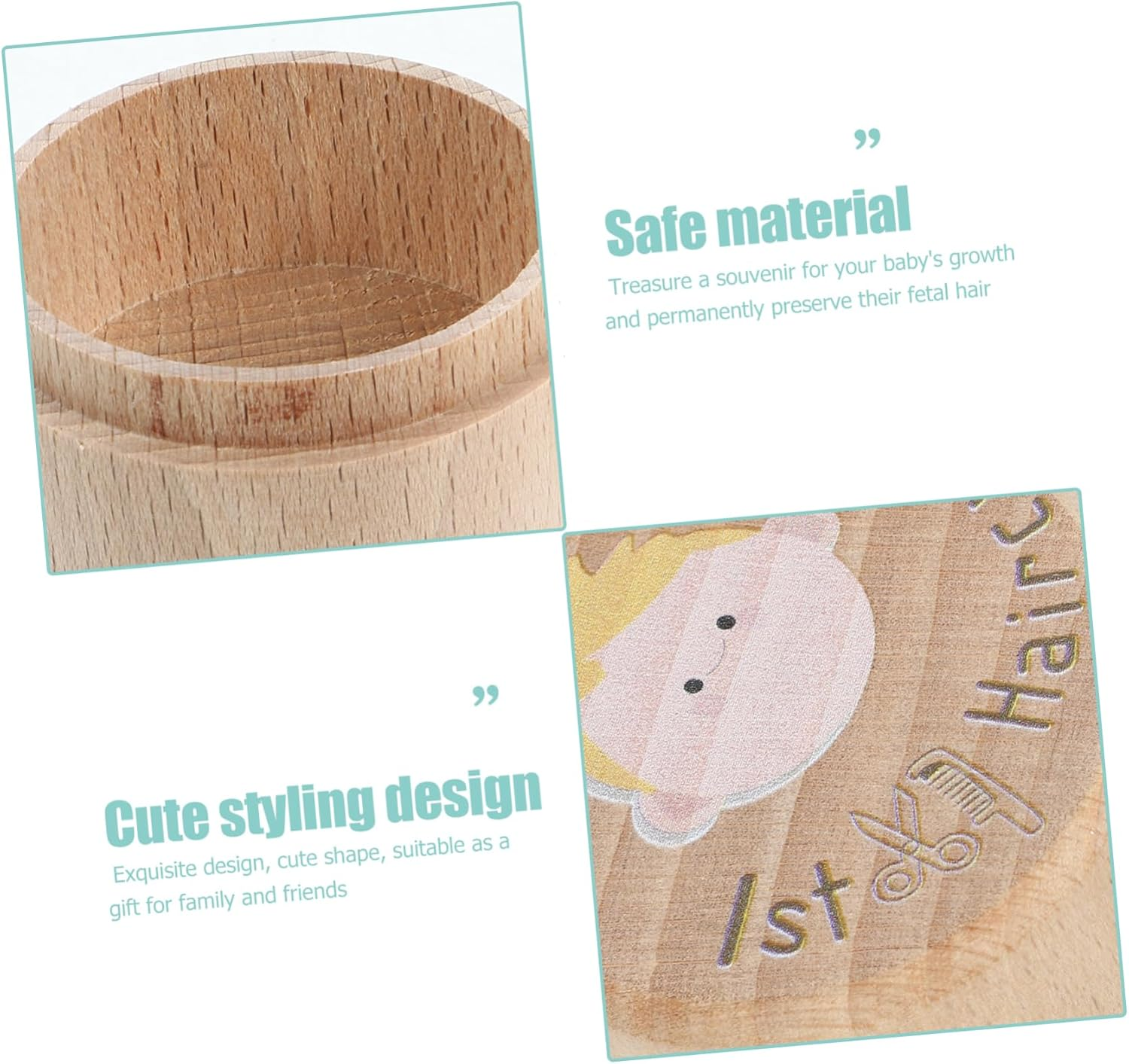 First Hair Keepsake Box Adorable Wooden Haircut Holder for Cherishing Memories for Showers Birthdays Versatile Storage for Treasures image number 6