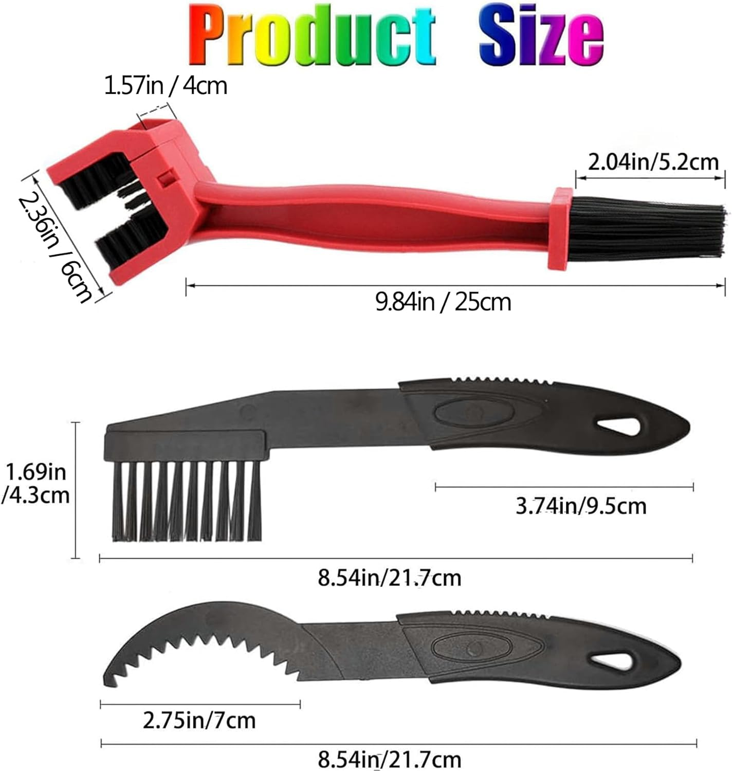 Bike Chain Cleaning Brush, Bike Chain Cleaner Kit, WADY Bicycle Chain Cleaner, Motorcycle Chain Washer,4 Pcs Bike Cleaning Brush for Motorcycles,Bicycles,Mountain Bikes,Electric Dirt Bike (Red,Black) image number 6