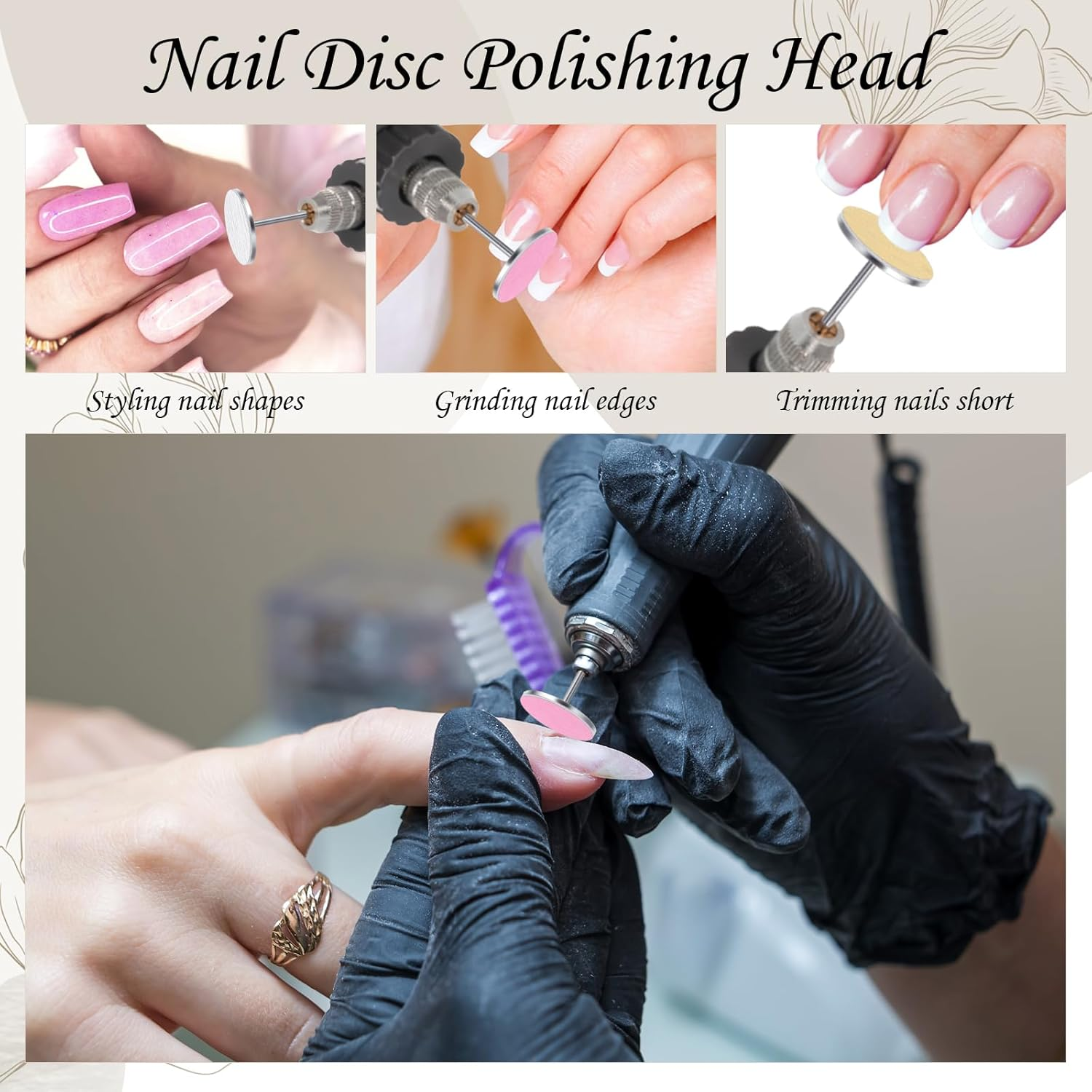 60-Piece Sanding Disc, Pedicure Set, 80/180/240 Grit Replacement Sandpaper Foot, 25 Mm Nail Sanding Discs with Metal Nail Drills, for Electric Foot Files/Callus Remover or Polishing Work image number 6