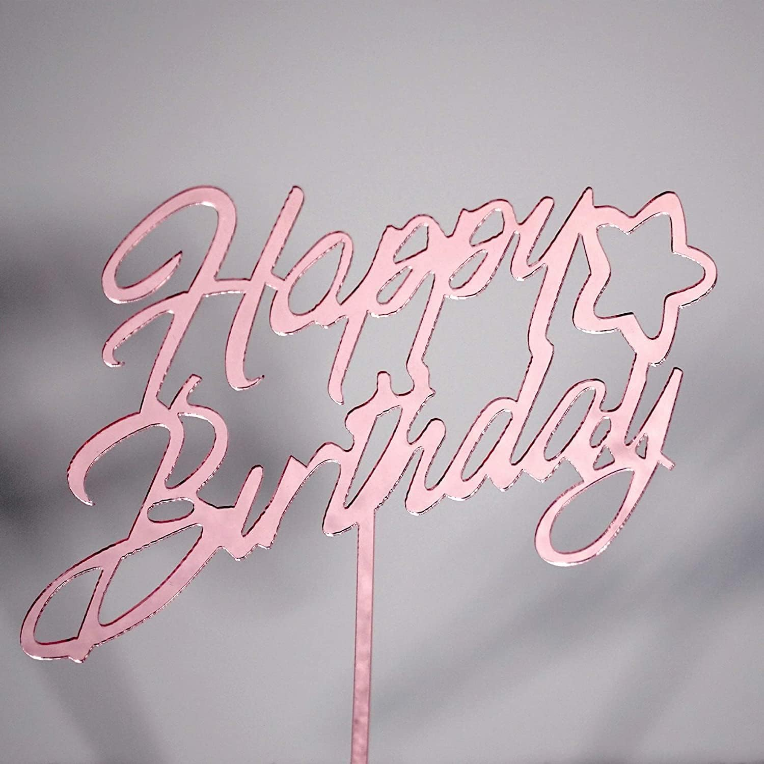 6-Pack Rose Gold Birthday Cake Topper Set, Double-Sided Glitter, Acrylic Happy Birthday Sign Cake Toppers/Cupcake Toppers, Birthday Party Decorations Supplies for Girls and Mom. image number 4