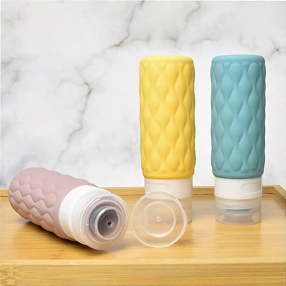4 Pcs Refillable Squeezable Empty Bottles, Travel Bottles Set,Leak Proof Travel Size Containers, Silicone Squeezable Travel Essentials Jar Accessories for Lotion Cosmetics Etc image number 3