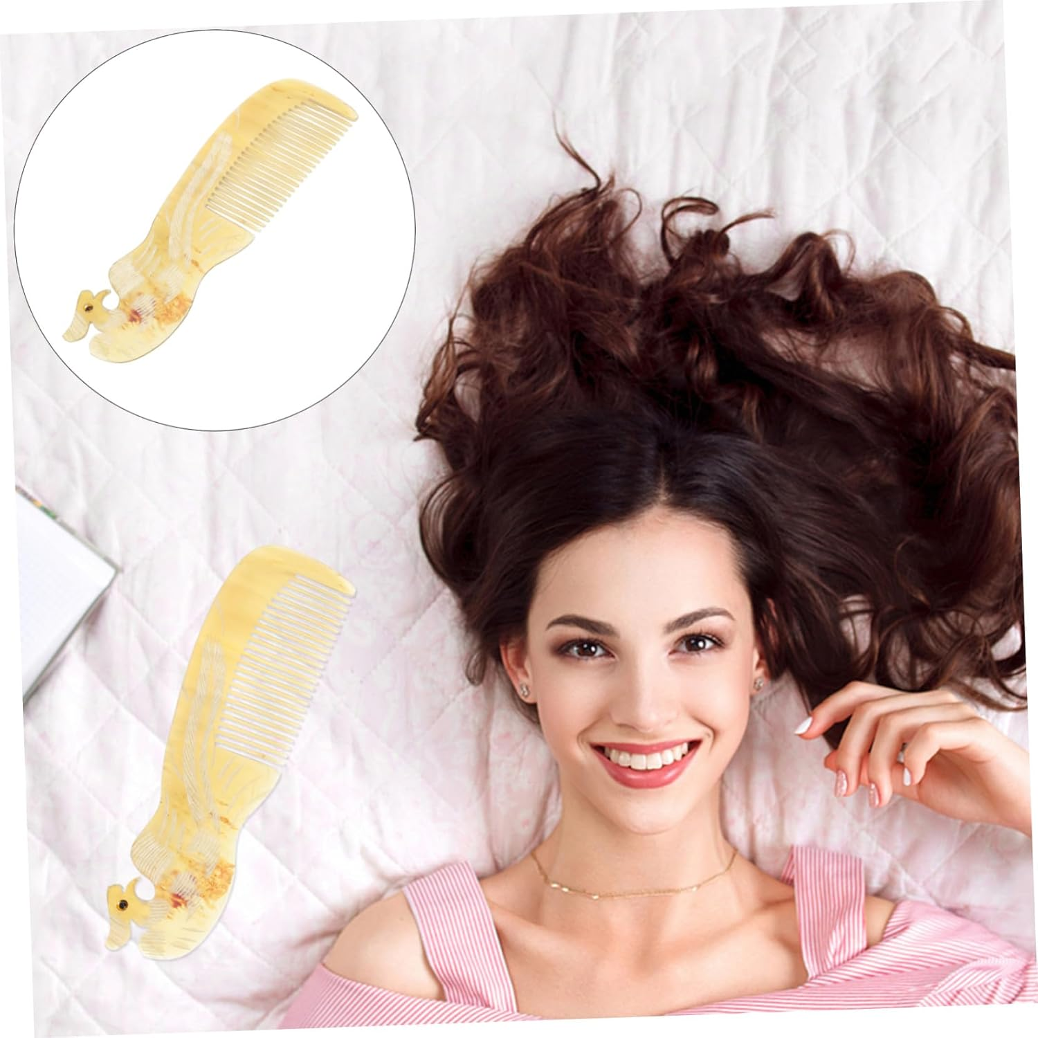 MUSISALY Natural Horn Hair Comb Smooth Edges Massage Tool Lightweight Portable Hair Styling Accessory for Home and Salon Use Random Color image number 6